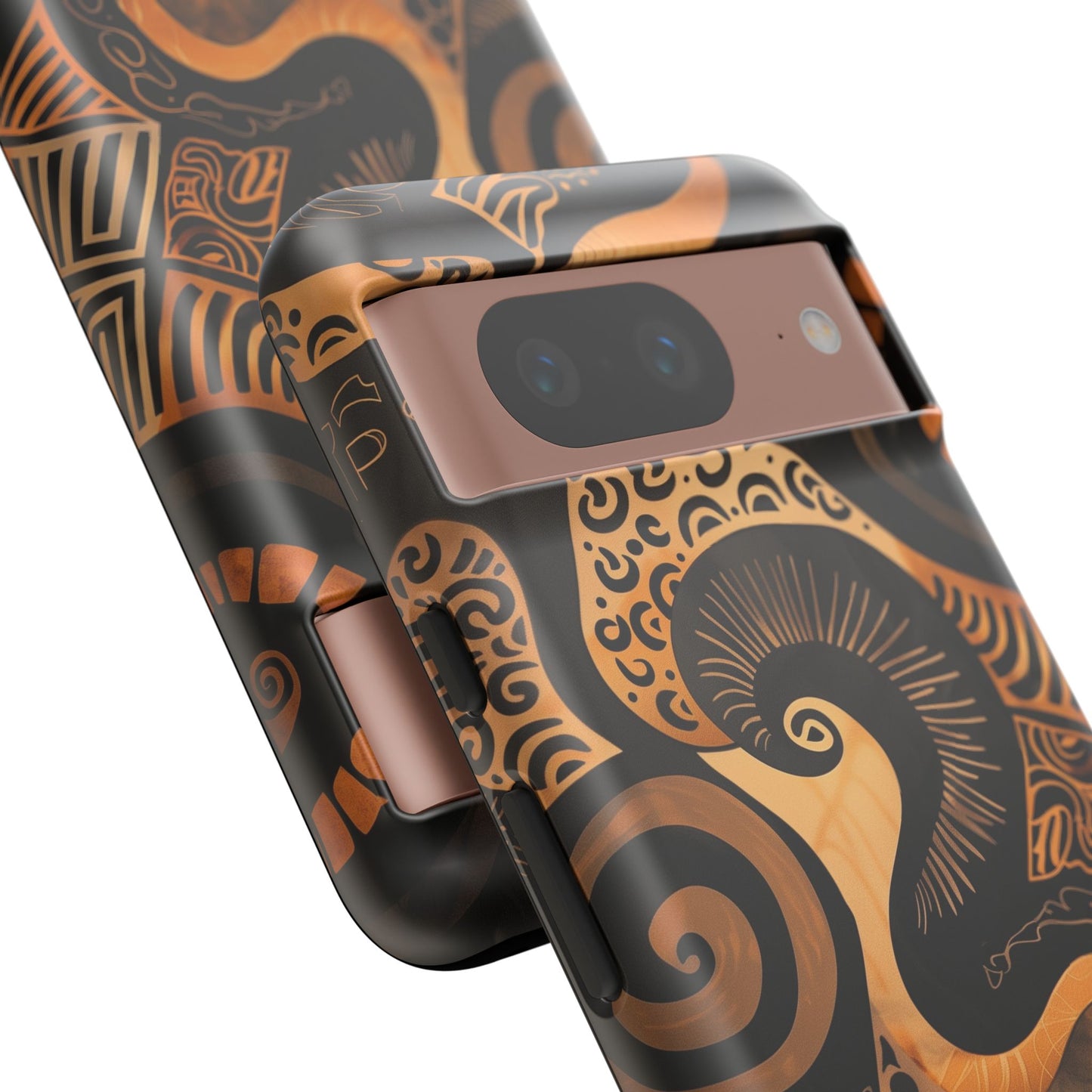 Afrocentric Print in Brown and Gold | iPhone | Samsung | Google | Tough Phone Case - Owndigiart