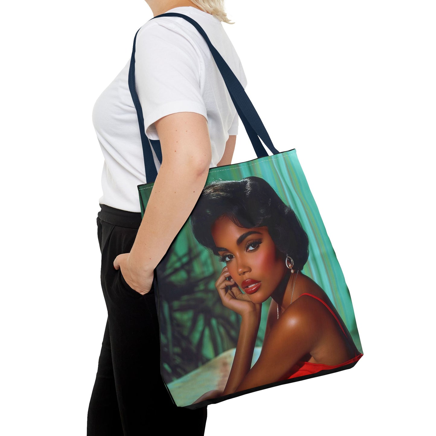 Chic Retro Style Woman Tote Bag - Gift Ideas - Black Ai photo - Black art - Fashionable Black Print Accessory - Owndigiart
