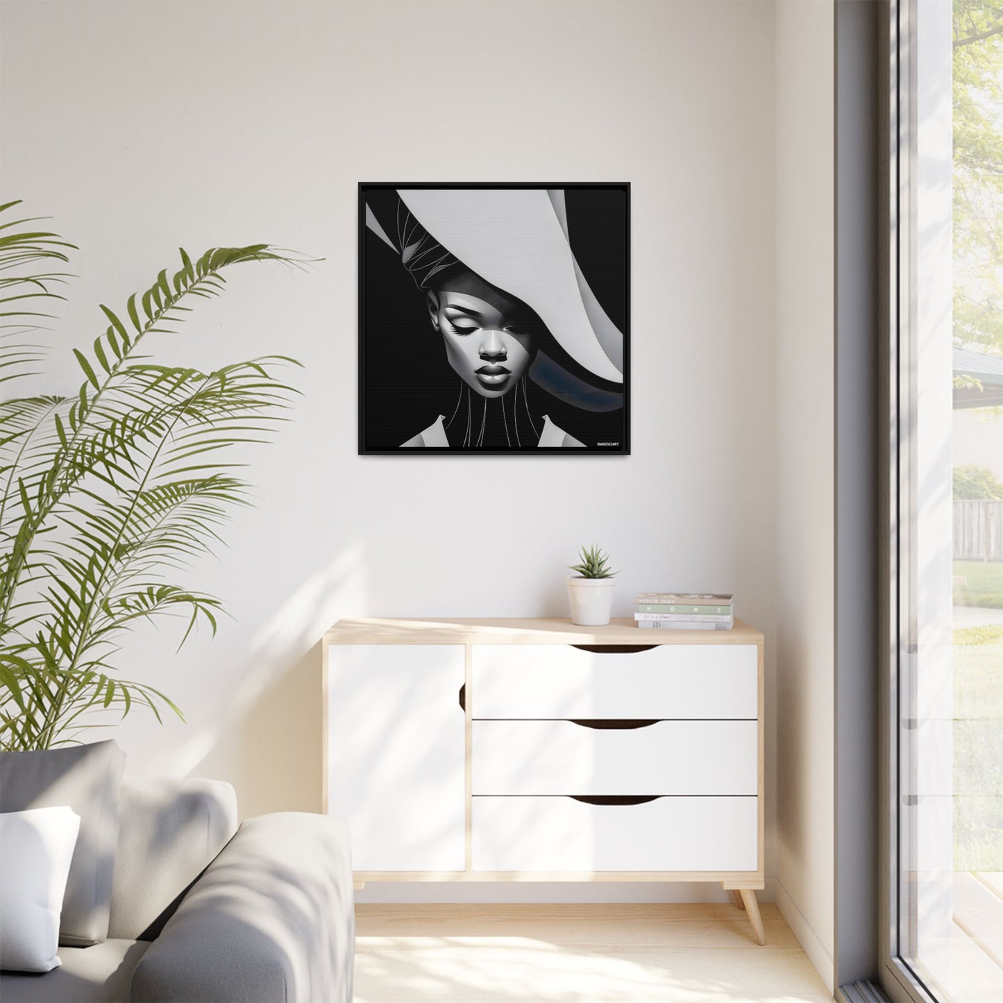 Surreal Grey - Matte Canvas, Black Frame - Contemporary Wall Decor