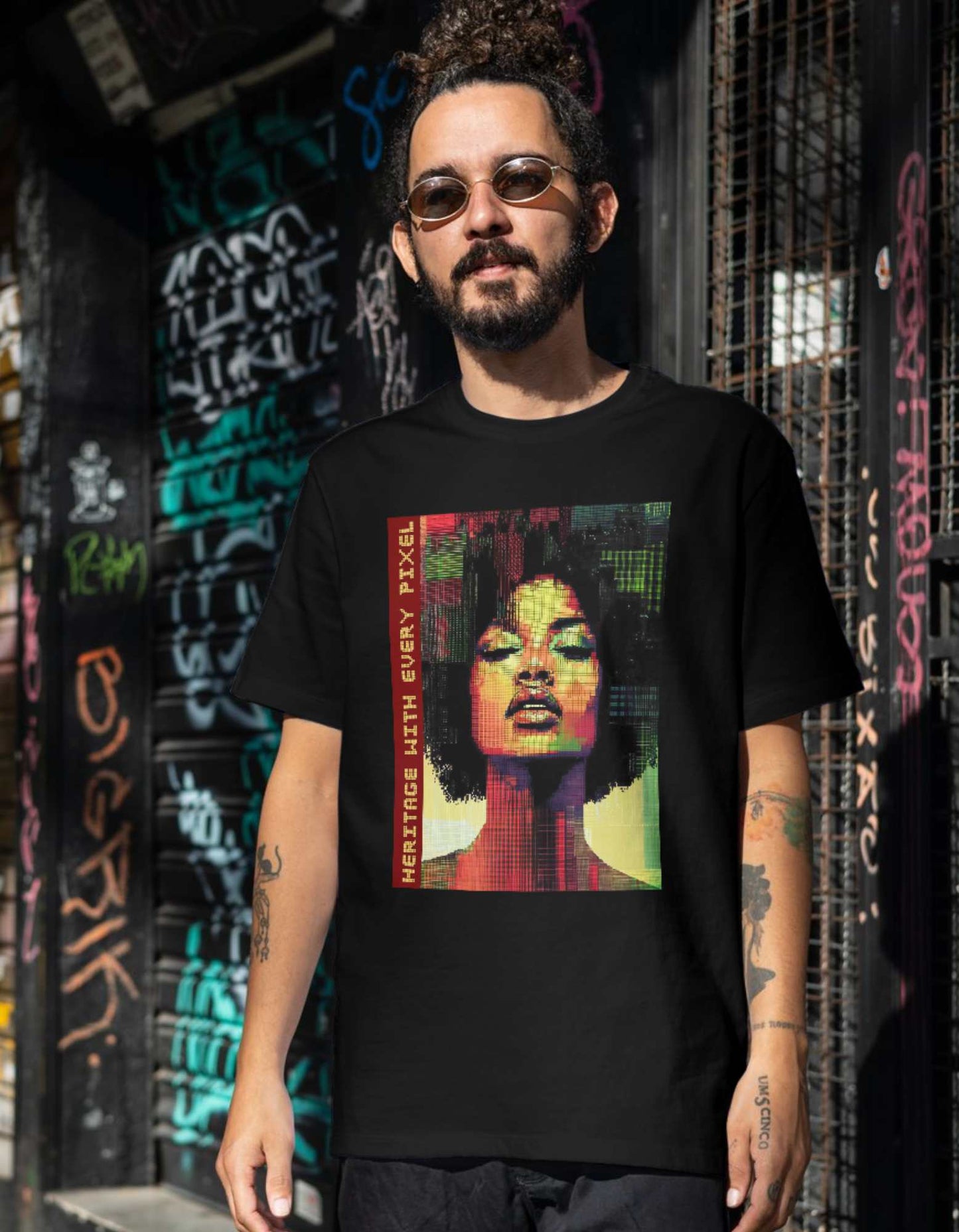 Heritage with every pixel | Heavyweight Unisex Crewneck T-shirt - Owndigiart