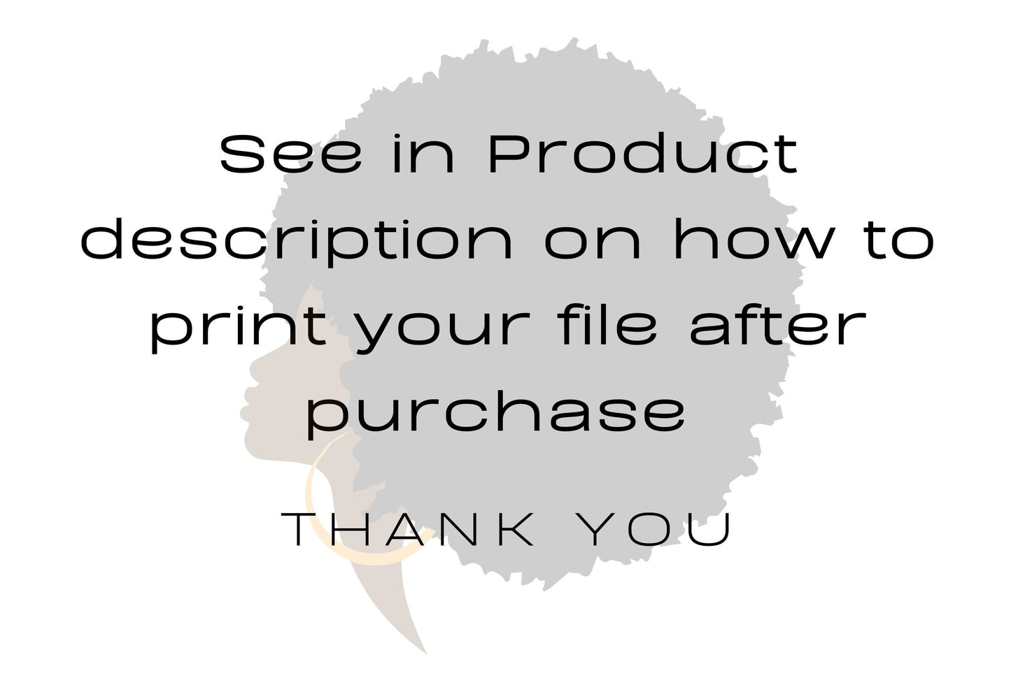 African Female Print Digital Download Thank You Card - Owndigiart