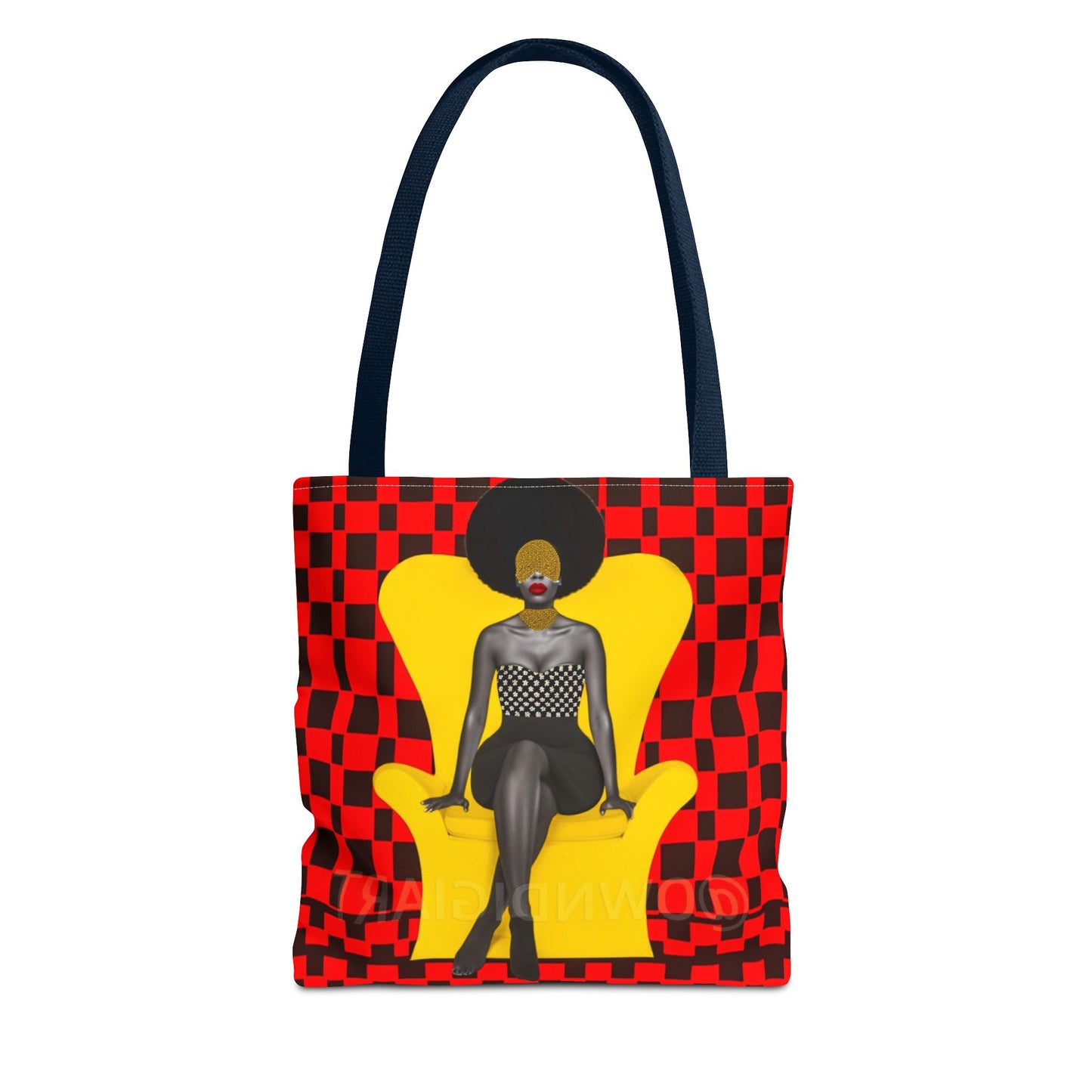 Afrocentric Abstract Print - Elegant Woman with Afro on Chair - Tote Bag - Gift Idea - Fashion Accessory