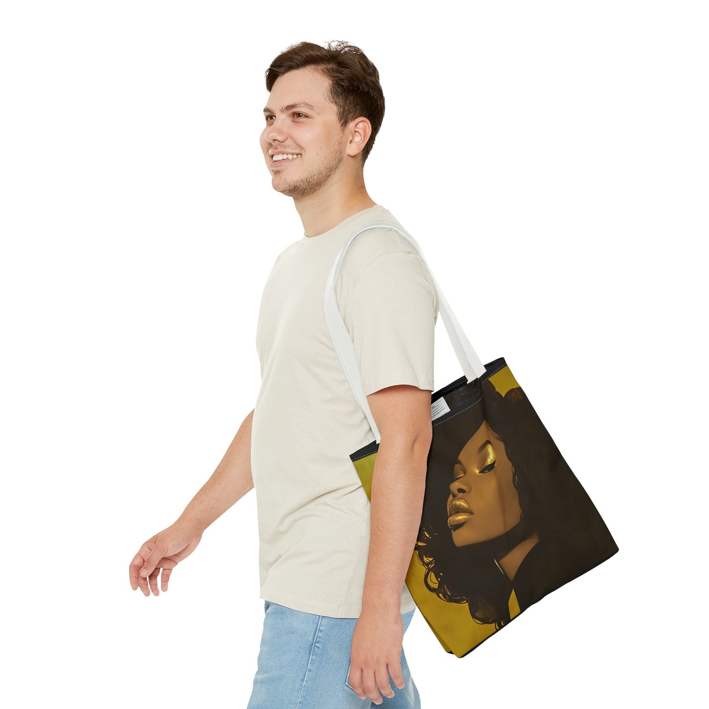 Abstract Black Woman Digital Print Tote Bag - Stylish Black and Gold Design - Unique Gift Idea -Trendy Shopping Bag