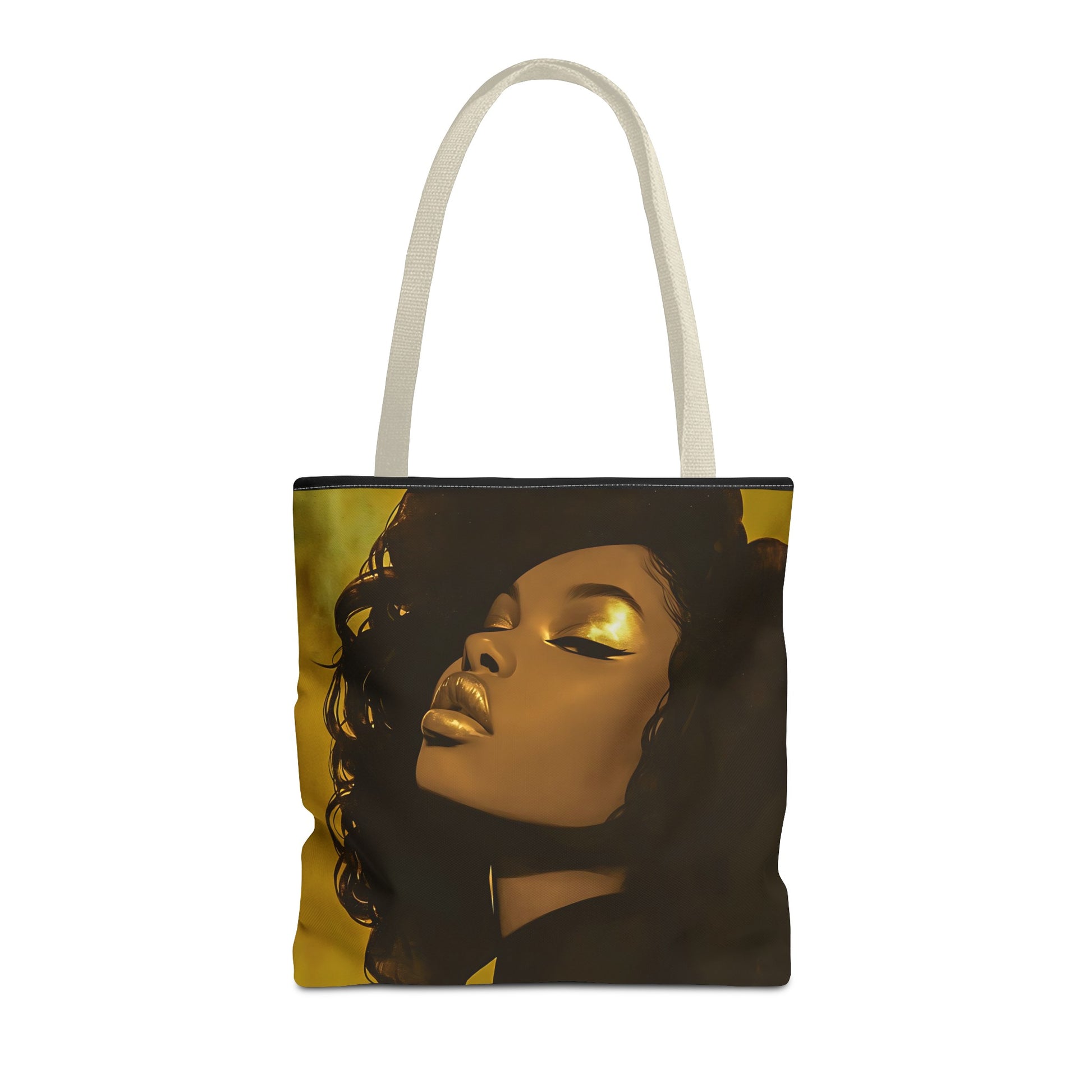 Abstract Black Woman Digital Print Tote Bag - Stylish Black and Gold Design - Unique Gift Idea -Trendy Shopping Bag - Owndigiart