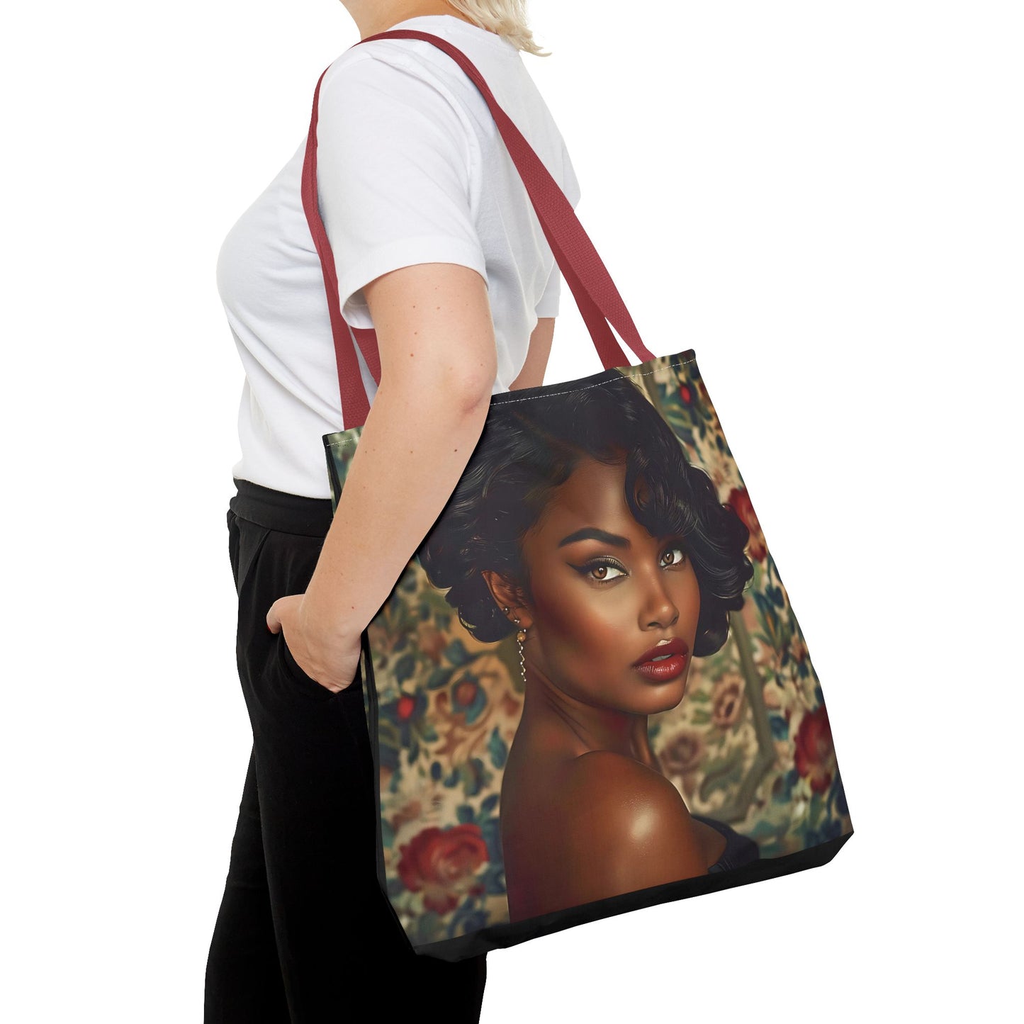 Beautiful Black Retro Style Woman Tote Bag - Vintage Fashion Accessory - Unique Gift  - Gift for Her - Iconic Retro Fashion