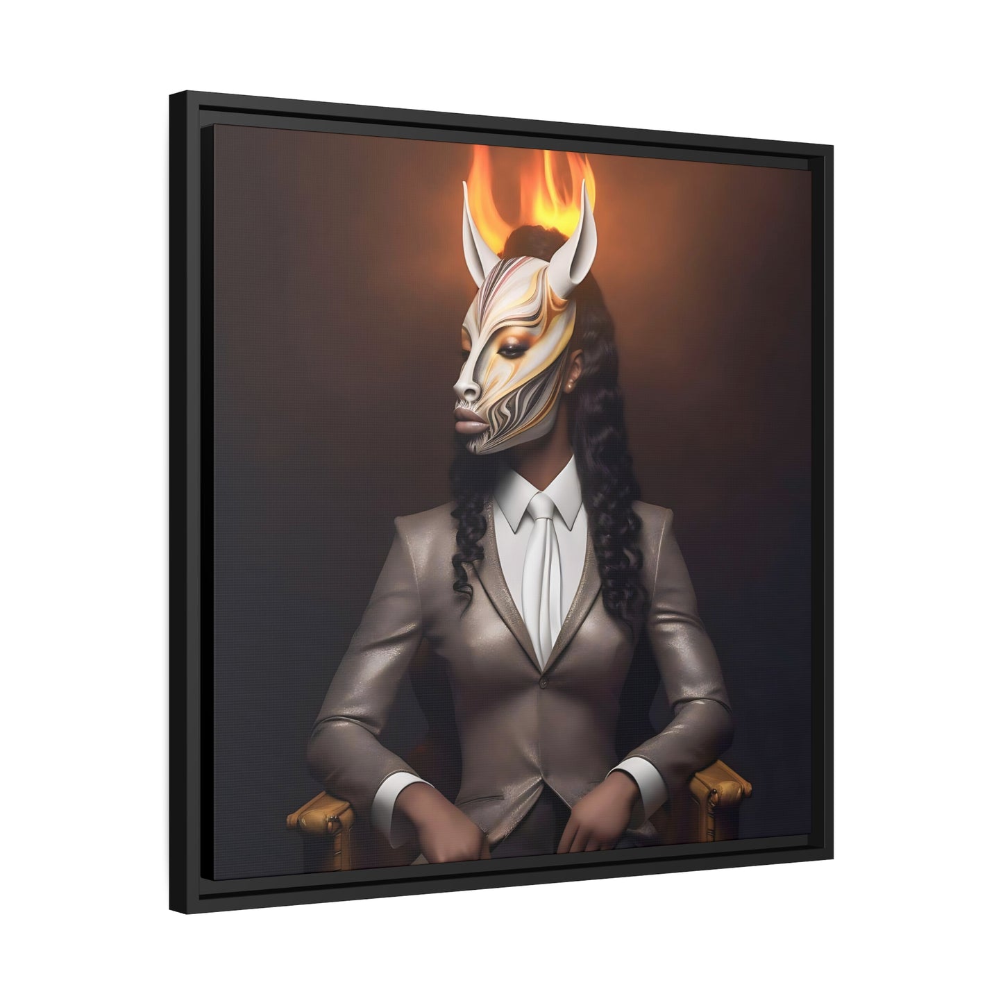 Mystical Gothic Horsewoman - Enchanting Digital Canvas Print - Matte Canvas, Black Frame