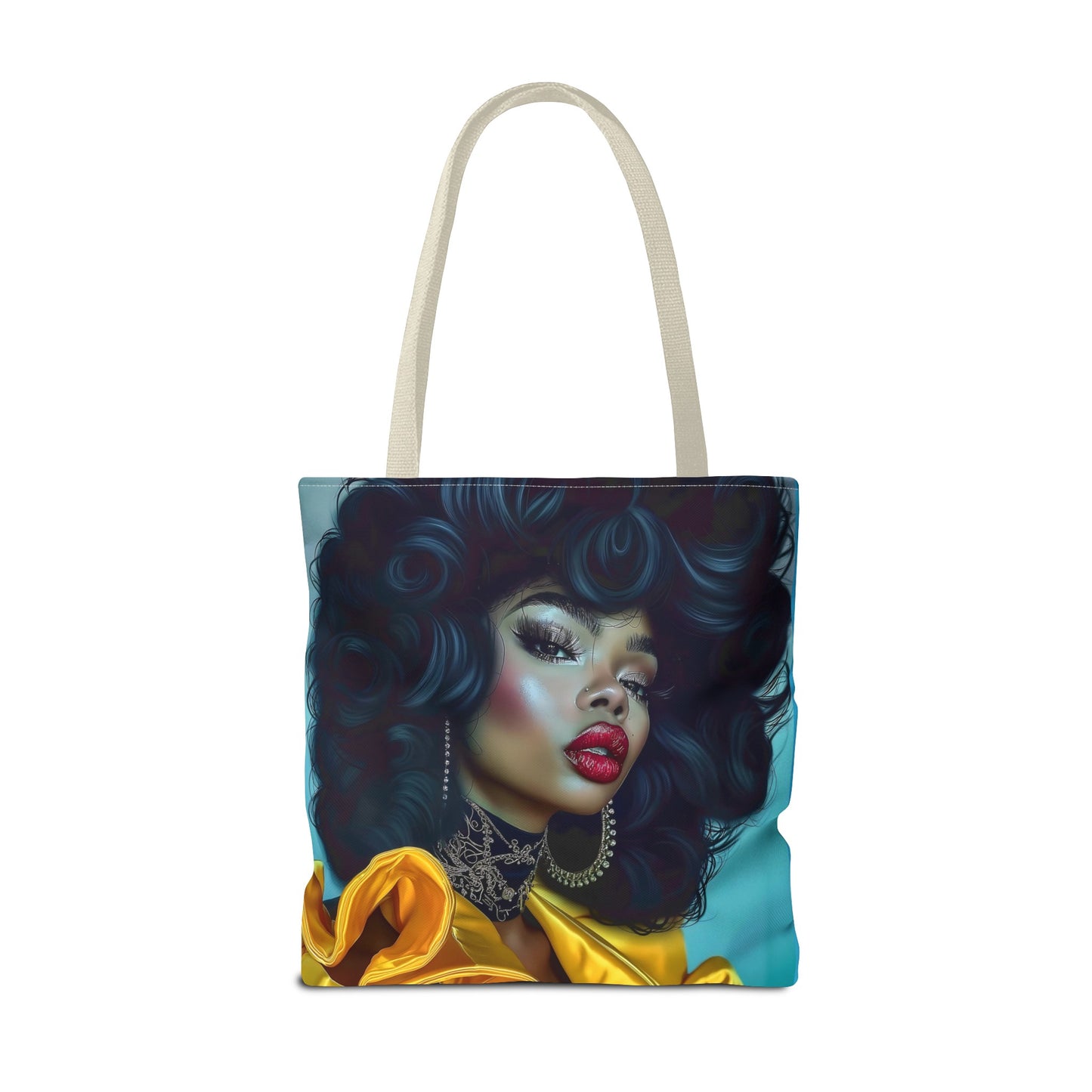 Empowering Beauty  Black Woman Digital Print Tote Bag (AOP) - Statement tote bag with bold lips - Trendy - Unique  Gift Ideas