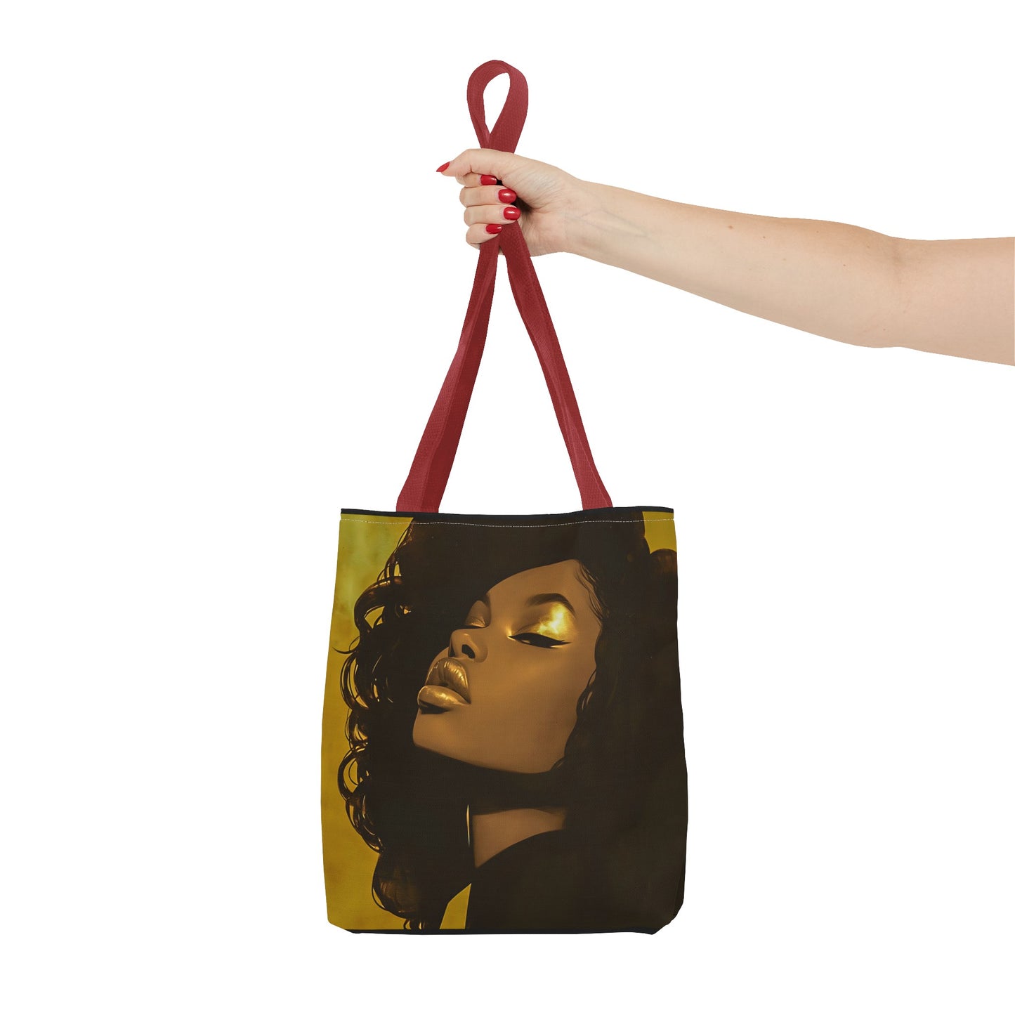 Abstract Black Woman Digital Print Tote Bag - Stylish Black and Gold Design - Unique Gift Idea -Trendy Shopping Bag