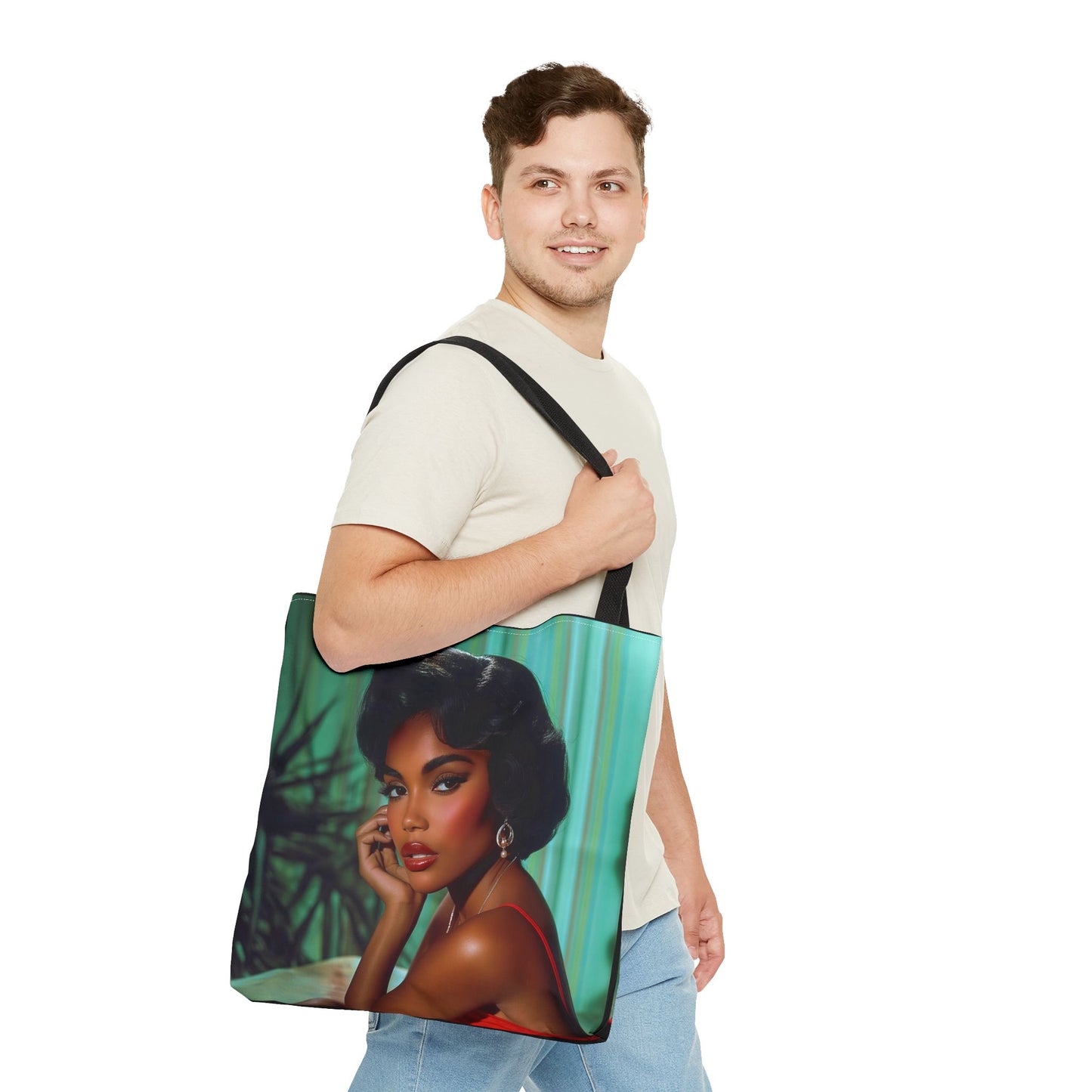 Chic Retro Style Woman Tote Bag  - Gift Ideas - Black Ai photo  - Black art - Fashionable Black Print Accessory