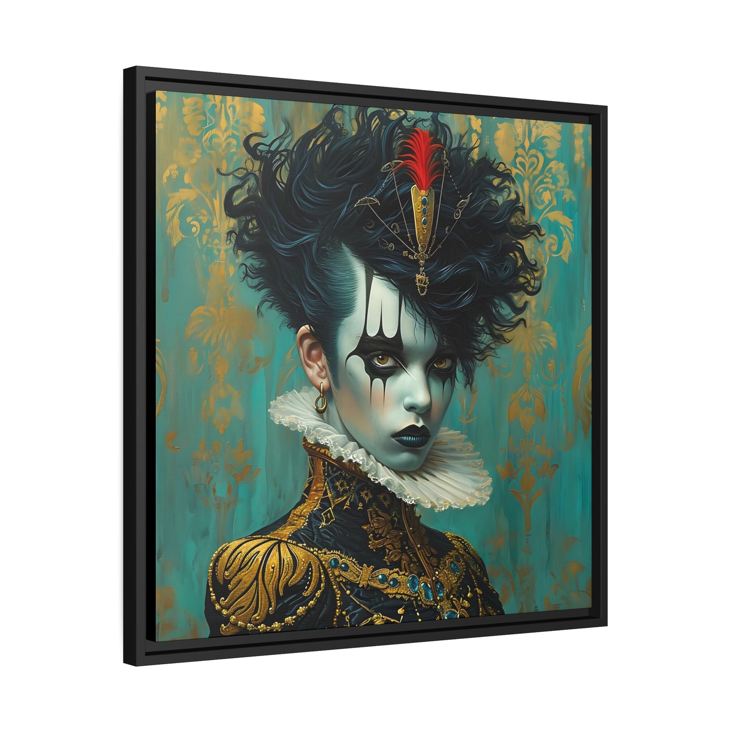 Modern Clownpunk Style - Edgy Digital Art for Unique Wall Deco - Matte Canvas, Black Frame