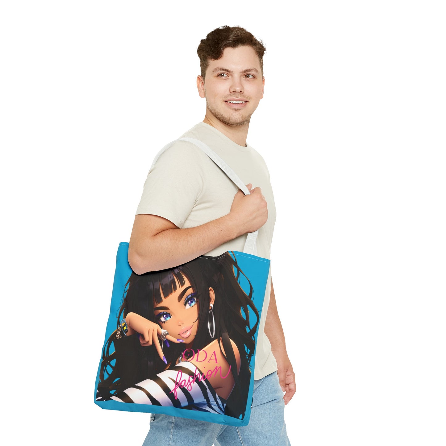 Trendy modeaccessoire - Jonge stedelijke vrouw Cartoon Tote Bag Tote Bag (AOP) - Uniek cadeau-idee