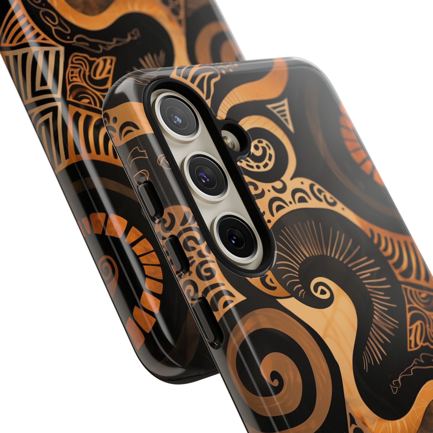 Afrocentric Print in Brown and Gold | iPhone | Samsung | Google | Tough Phone Case