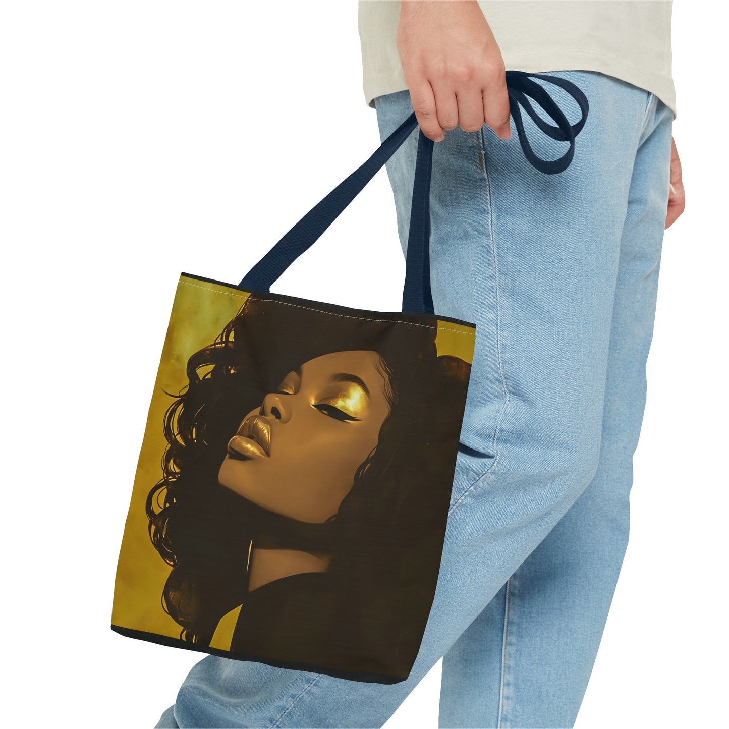 Abstract Black Woman Digital Print Tote Bag - Stylish Black and Gold Design - Unique Gift Idea -Trendy Shopping Bag