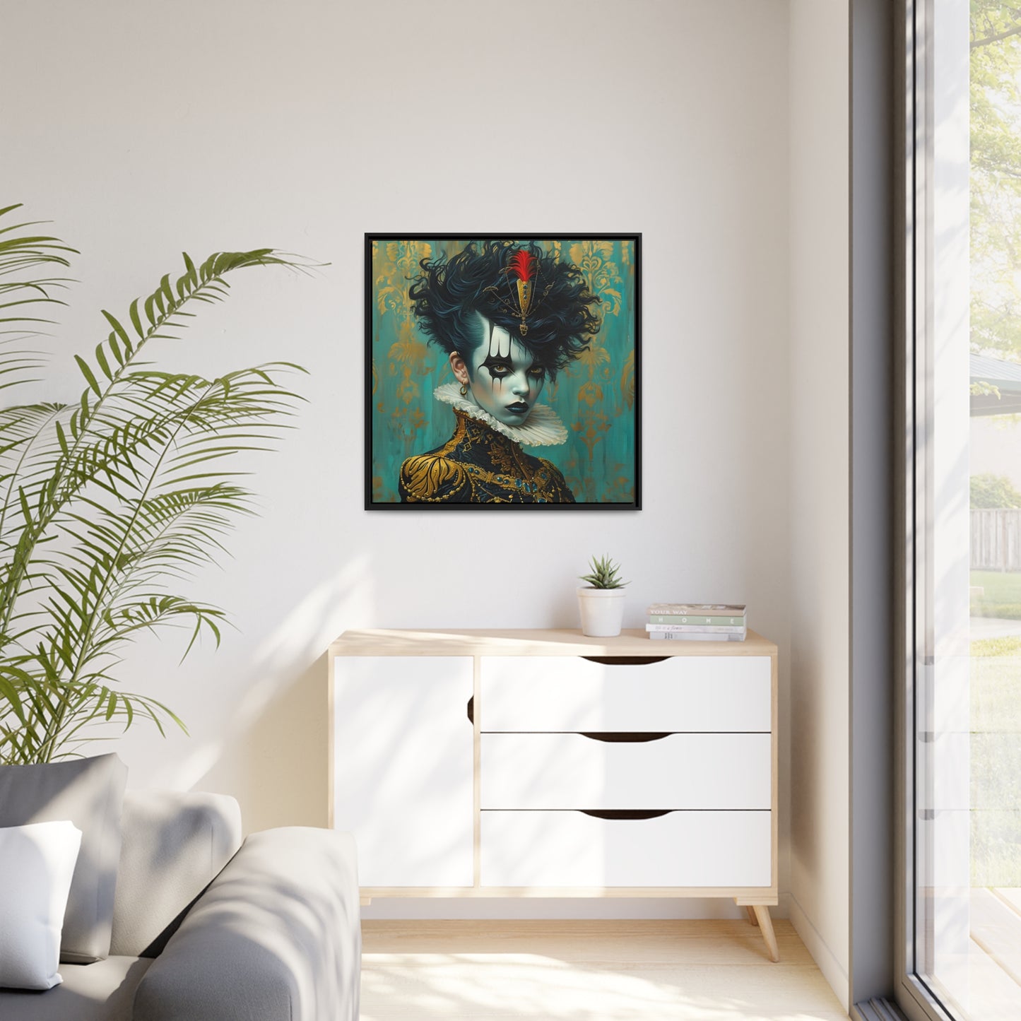 Modern Clownpunk Style - Edgy Digital Art for Unique Wall Deco - Matte Canvas, Black Frame