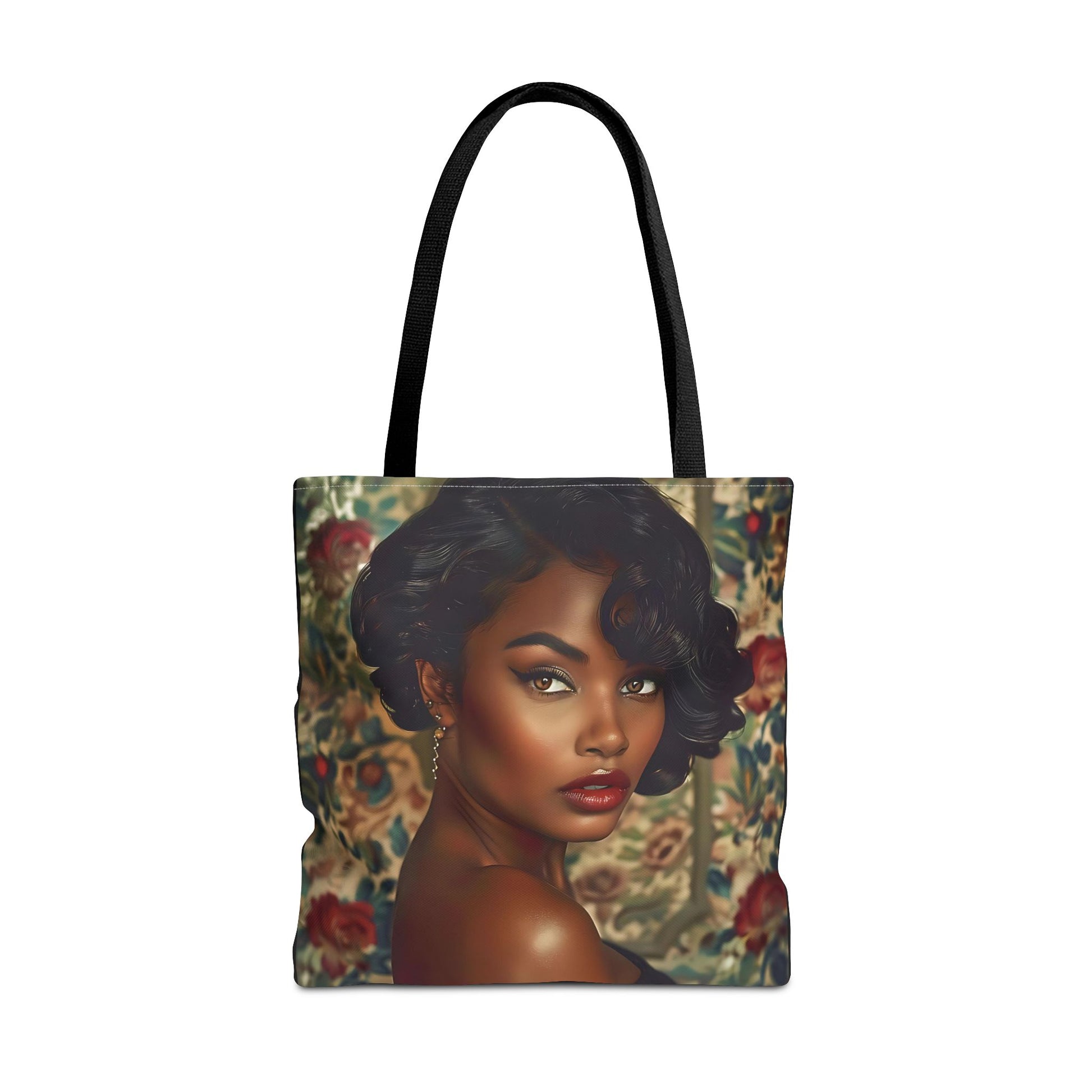 Beautiful Black Retro Style Woman Tote Bag - Vintage Fashion Accessory - Unique Gift  - Gift for Her - Iconic Retro Fashion - Owndigiart