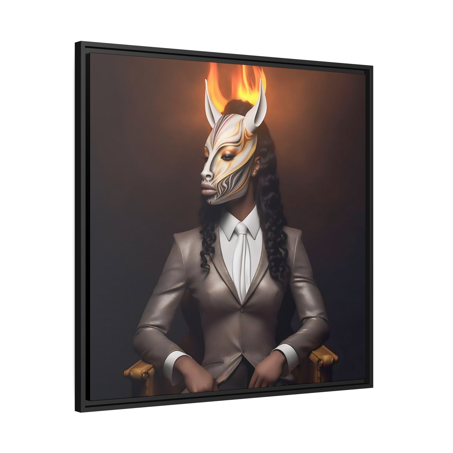 Mystical Gothic Horsewoman - Enchanting Digital Canvas Print - Matte Canvas, Black Frame