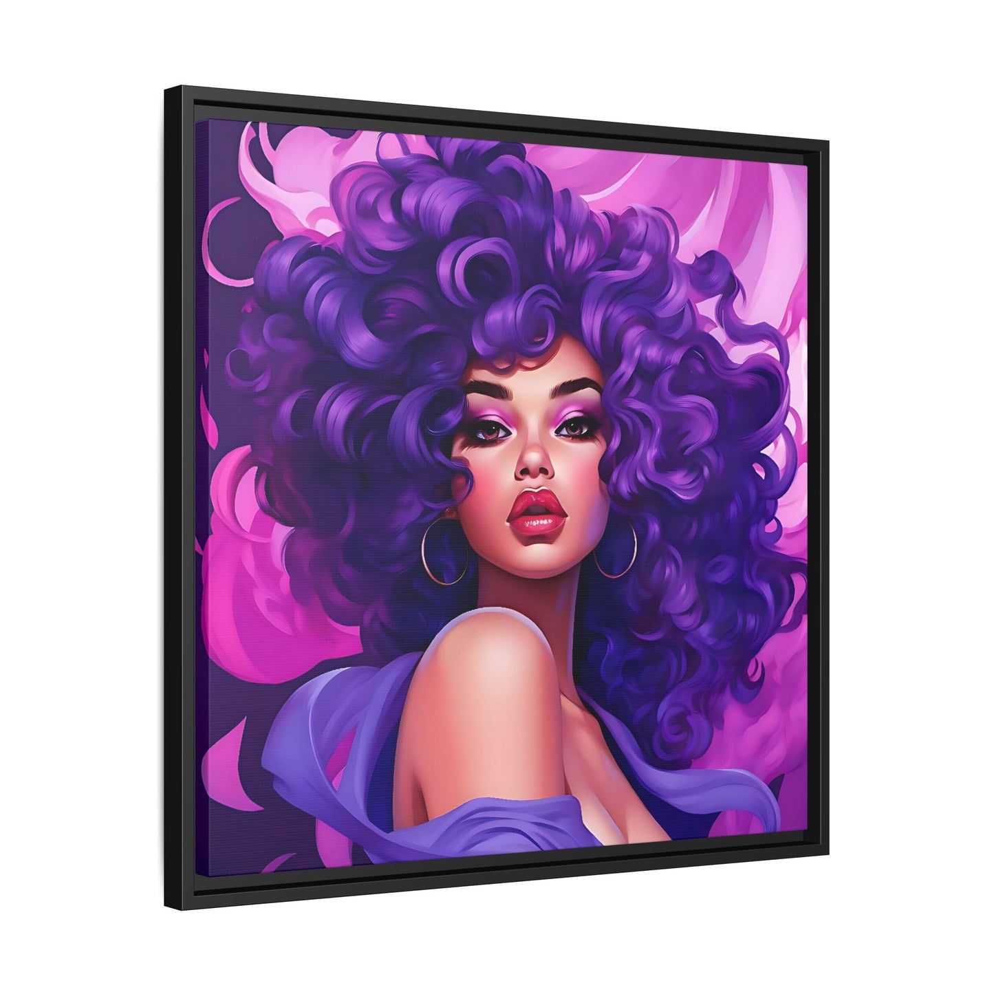 Digital Canvas of Beautiful Women Illustration - Purple Colors - Matte Canvas, Black Frame - Wall Art - Afro art