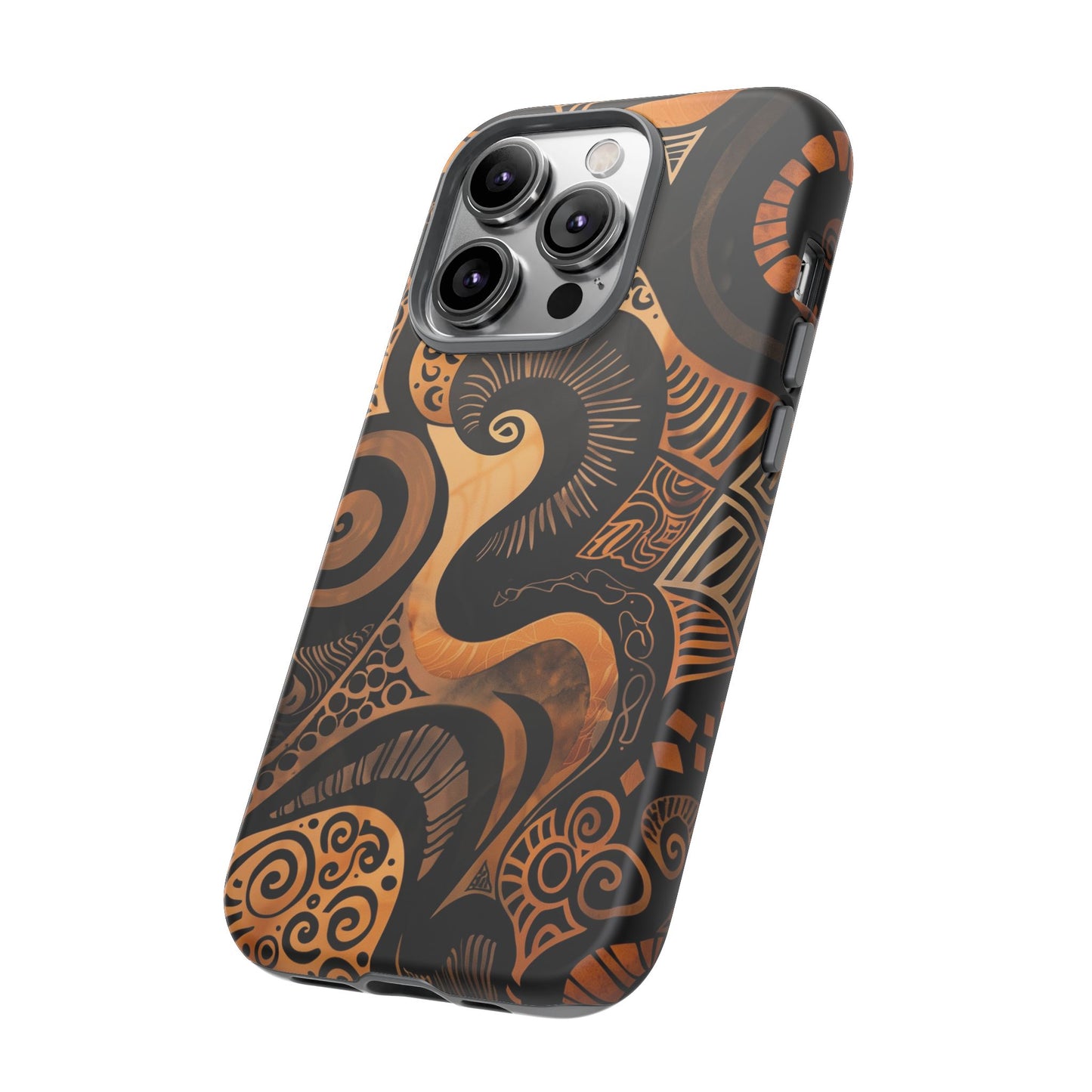 Afrocentric Print in Brown and Gold | iPhone | Samsung | Google | Tough Phone Case