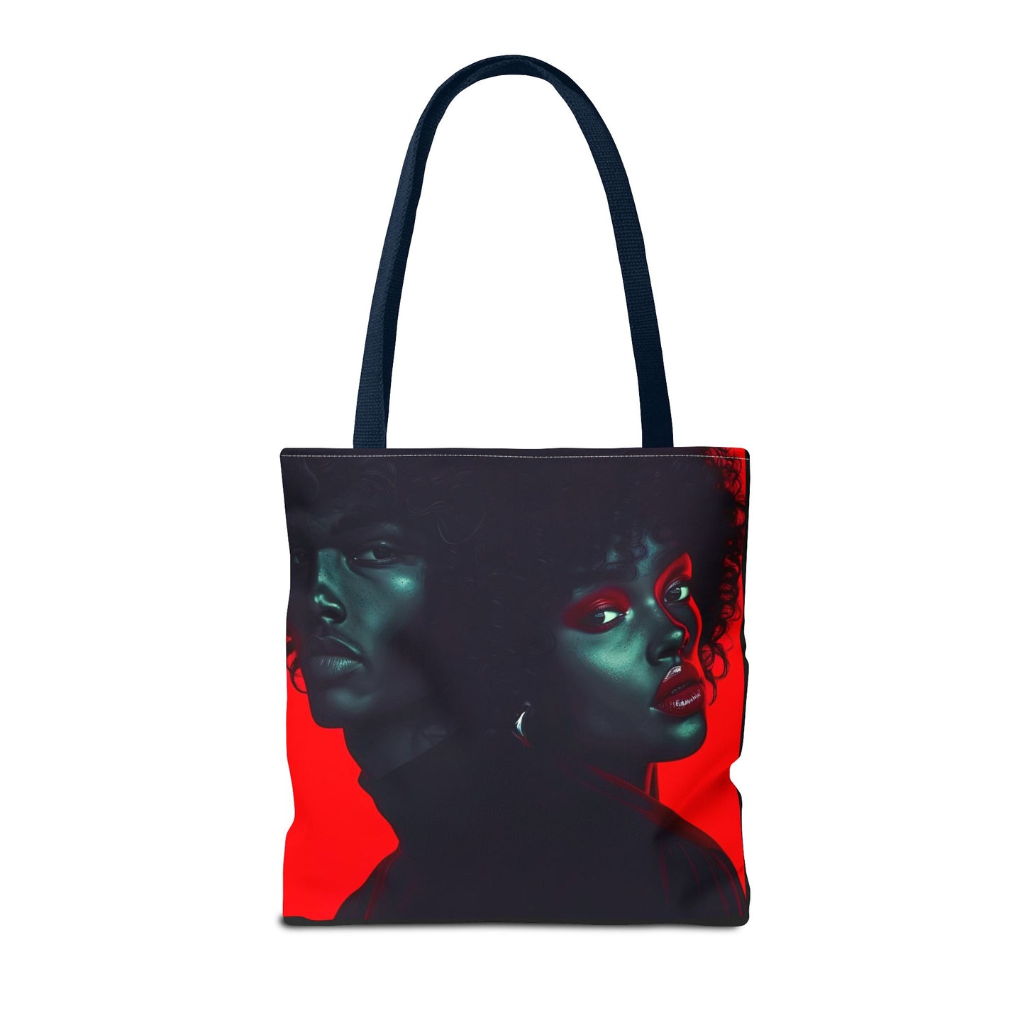 Retro Afro Couple Tote Bag - Stylish Red and Black Digital Print - Unique Fashion Accessory - Tote Bag (AOP) - Gift Idea