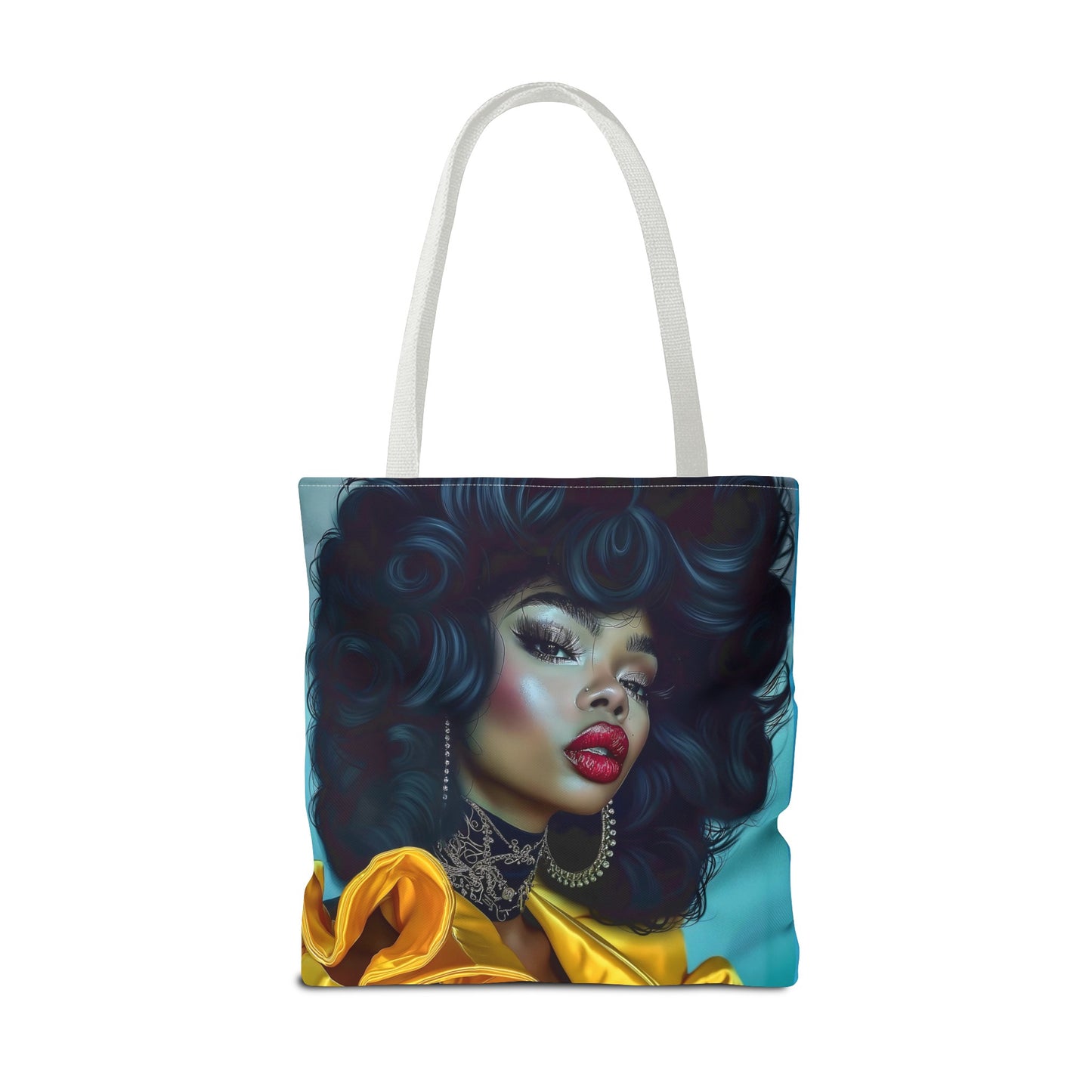 Empowering Beauty  Black Woman Digital Print Tote Bag (AOP) - Statement tote bag with bold lips - Trendy - Unique  Gift Ideas