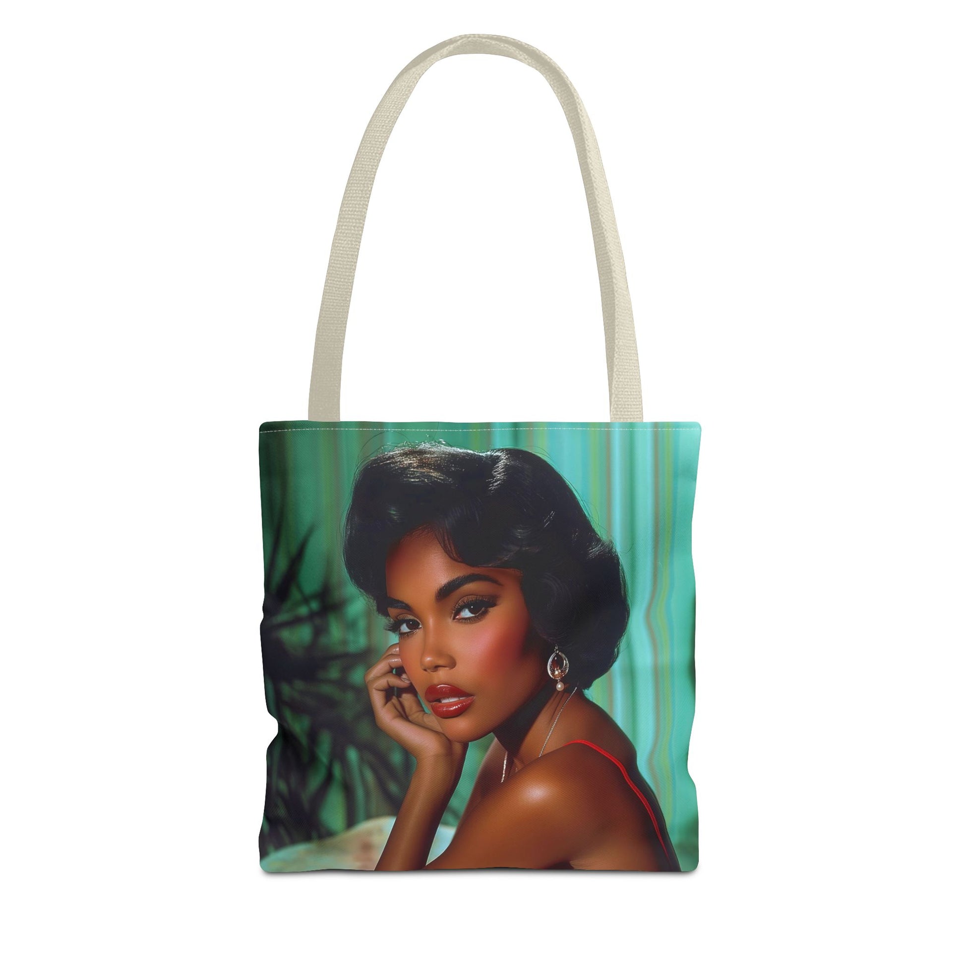 Chic Retro Style Woman Tote Bag  - Gift Ideas - Black Ai photo  - Black art - Fashionable Black Print Accessory - Owndigiart