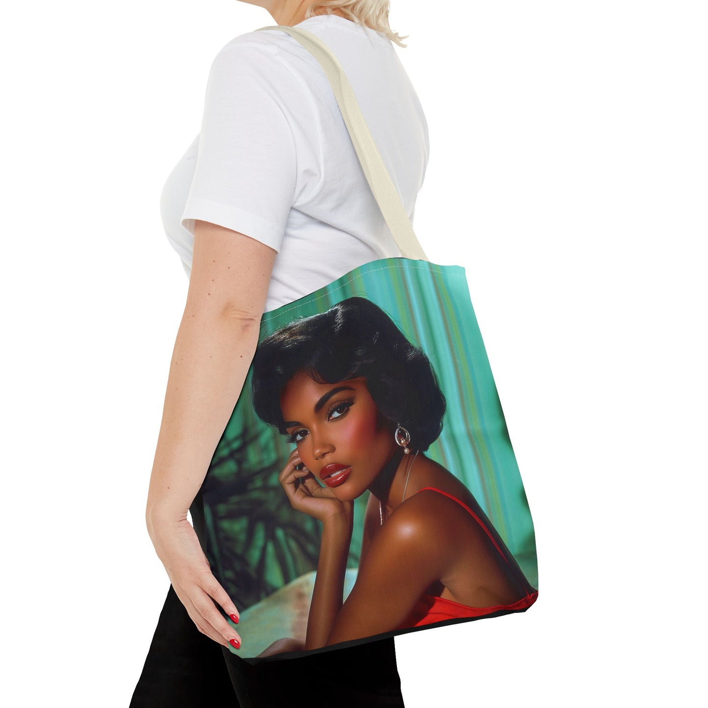 Chic Retro Style Woman Tote Bag  - Gift Ideas - Black Ai photo  - Black art - Fashionable Black Print Accessory