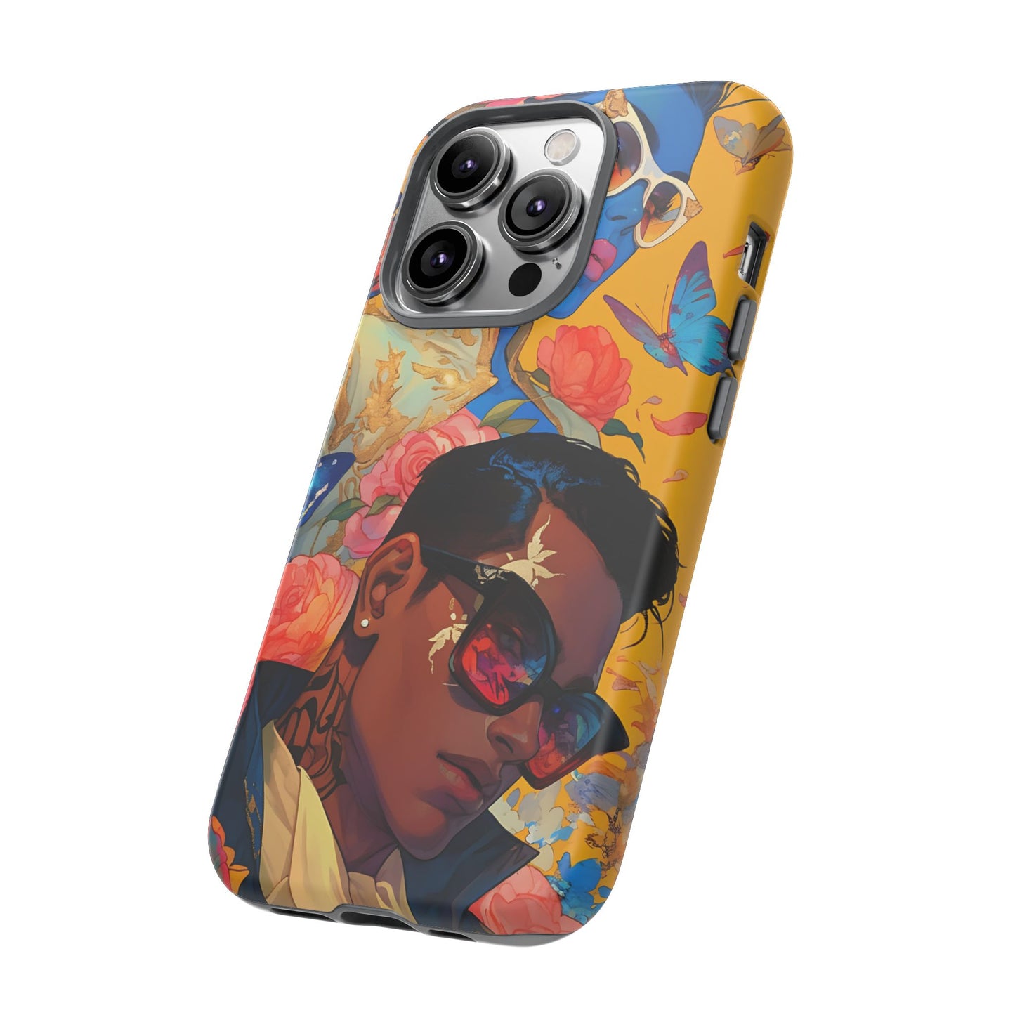 Trendy Butterfly Couple Phone Case - Funky Illustrations with Sunglasses - Vibrant and Stylish Cover | iPhone | Samsung |Tough Cases