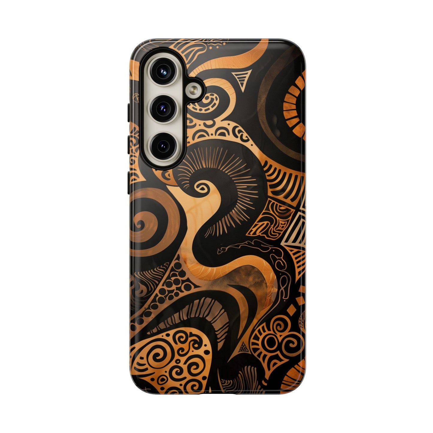 Afrocentric Print in Brown and Gold | iPhone | Samsung | Google | Tough Phone Case