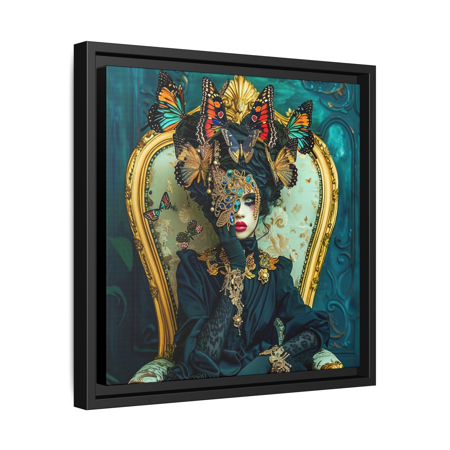 Exquisite Butterfly Masquerade Couture | Matte Canvas, Black Frame