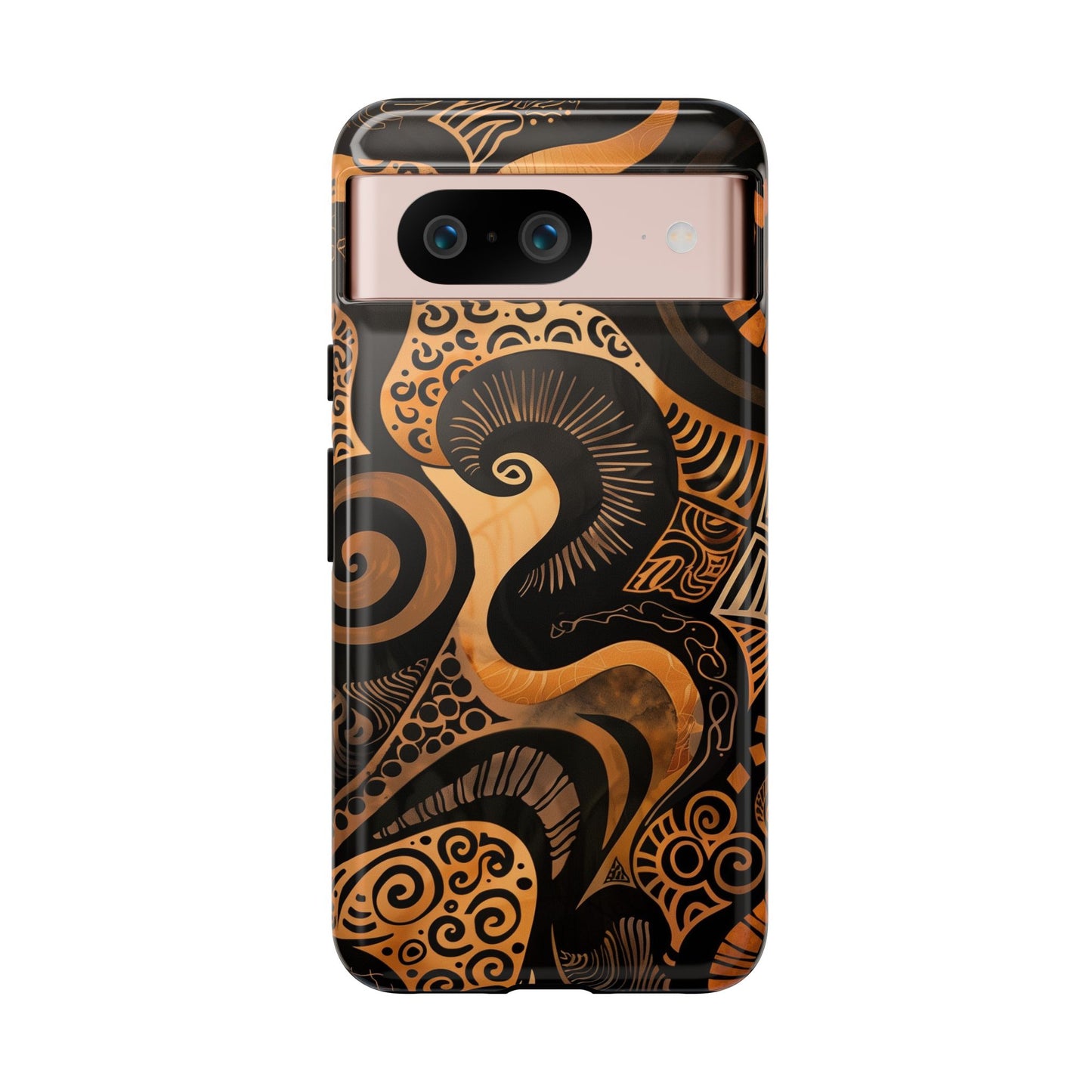 Afrocentric Print in Brown and Gold | iPhone | Samsung | Google | Tough Phone Case