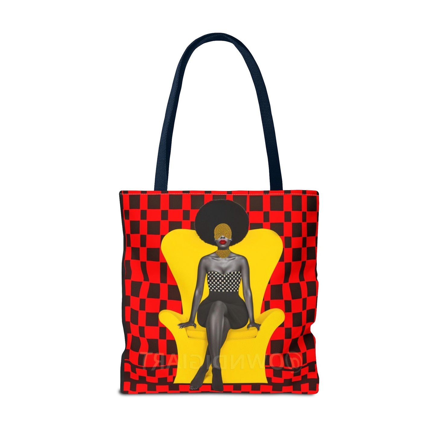 Afrocentric Abstract Print - Elegant Woman with Afro on Chair - Tote Bag - Gift Idea - Fashion Accessory