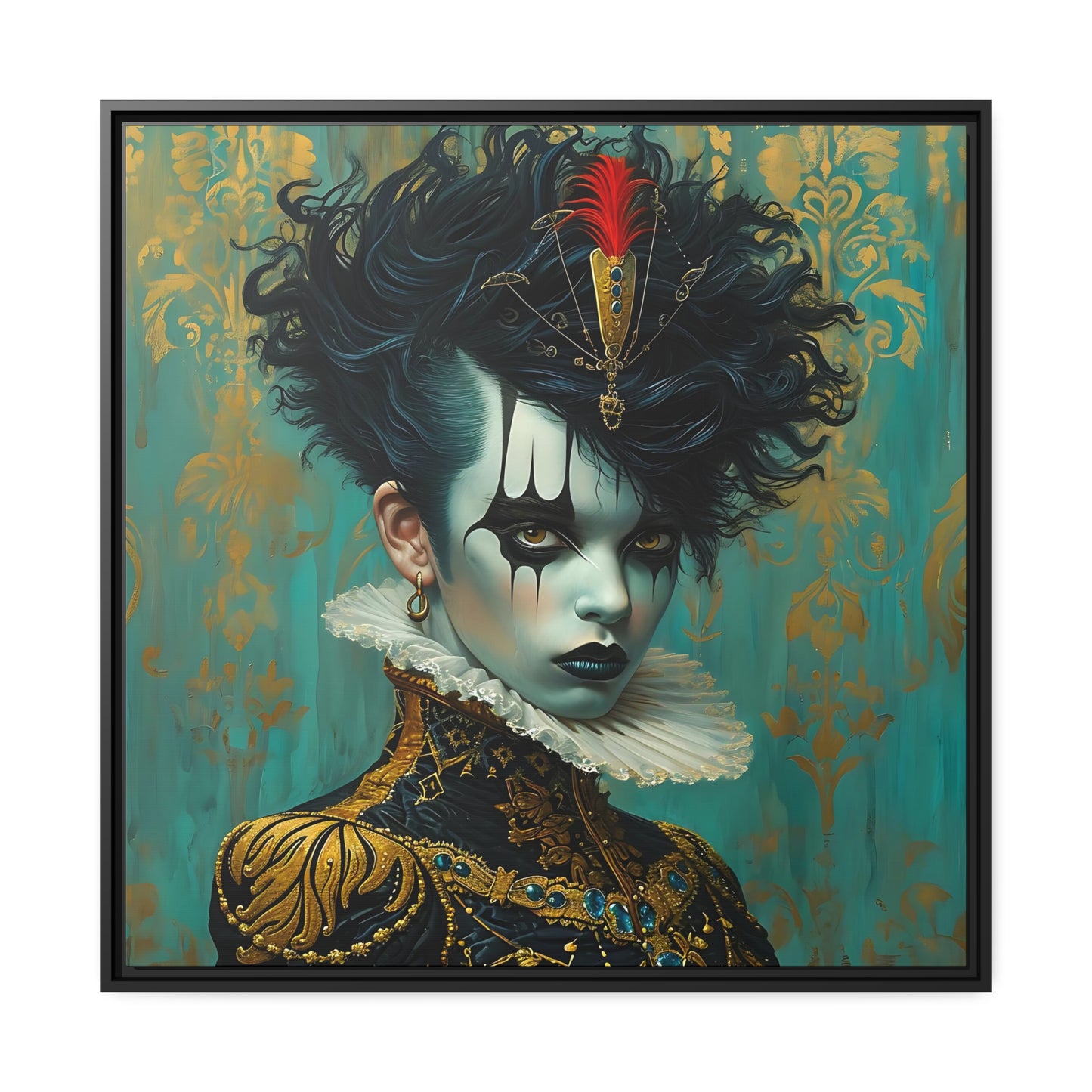 Modern Clownpunk Style - Edgy Digital Art for Unique Wall Deco - Matte Canvas, Black Frame