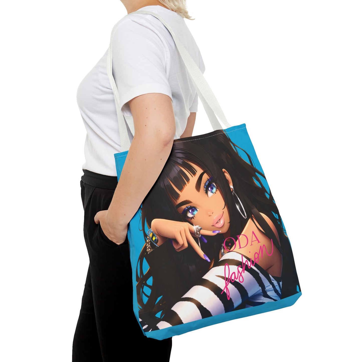 Trendy modeaccessoire - Jonge stedelijke vrouw Cartoon Tote Bag Tote Bag (AOP) - Uniek cadeau-idee