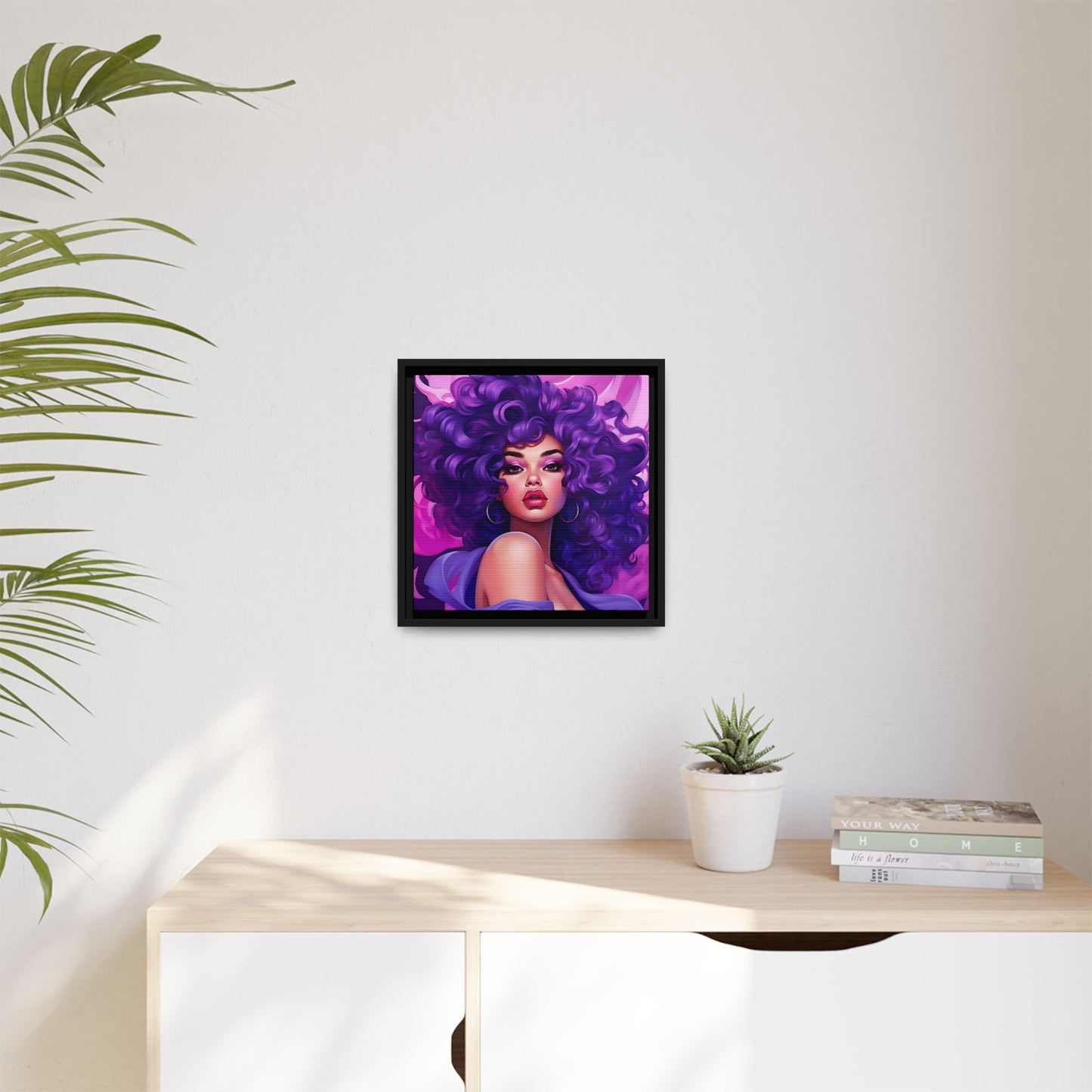 Digital Canvas of Beautiful Women Illustration - Purple Colors - Matte Canvas, Black Frame - Wall Art - Afro art