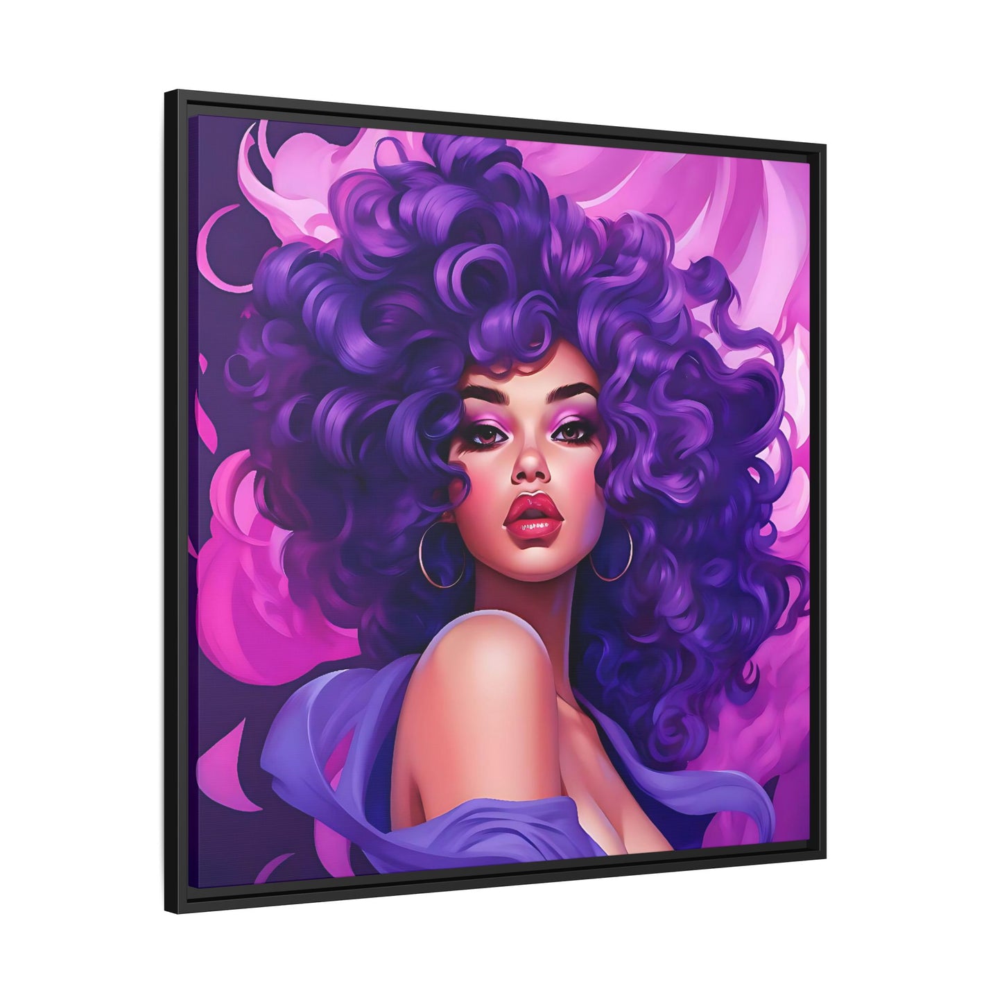 Digital Canvas of Beautiful Women Illustration - Purple Colors - Matte Canvas, Black Frame - Wall Art - Afro art