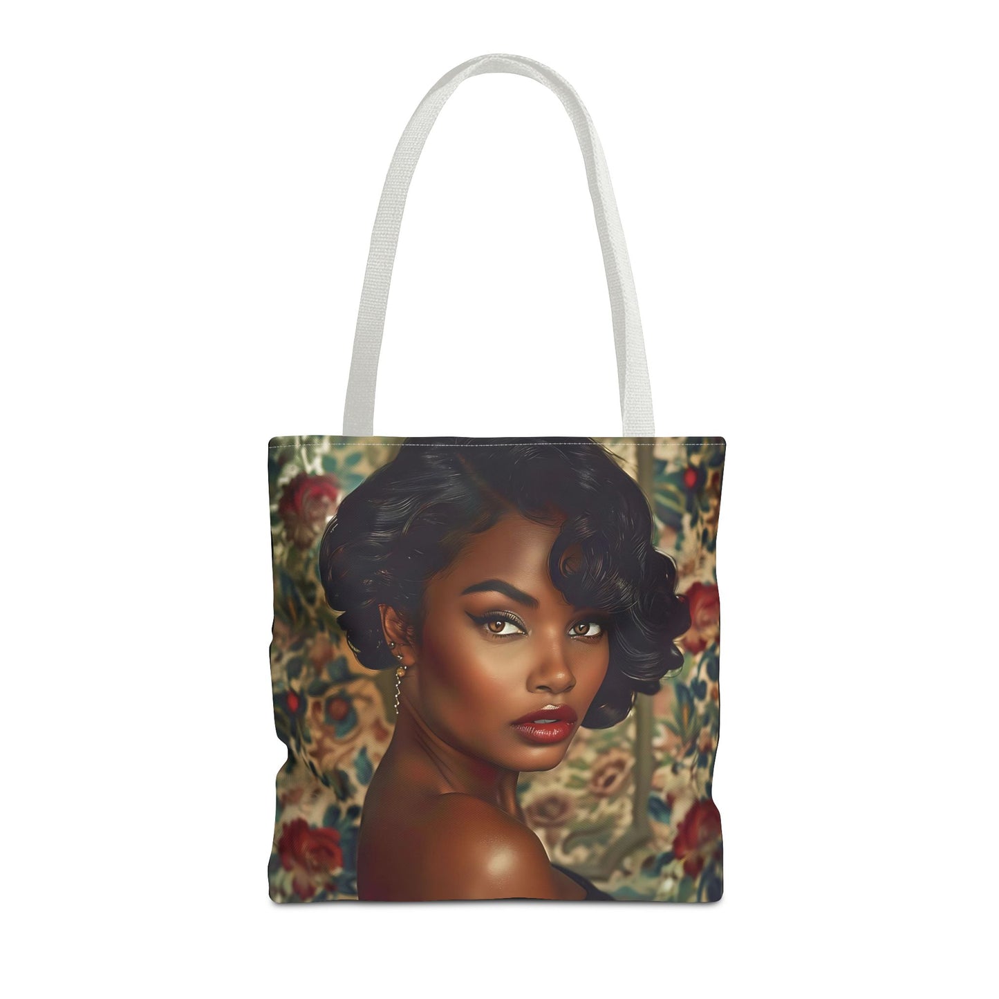 Beautiful Black Retro Style Woman Tote Bag - Vintage Fashion Accessory - Unique Gift  - Gift for Her - Iconic Retro Fashion