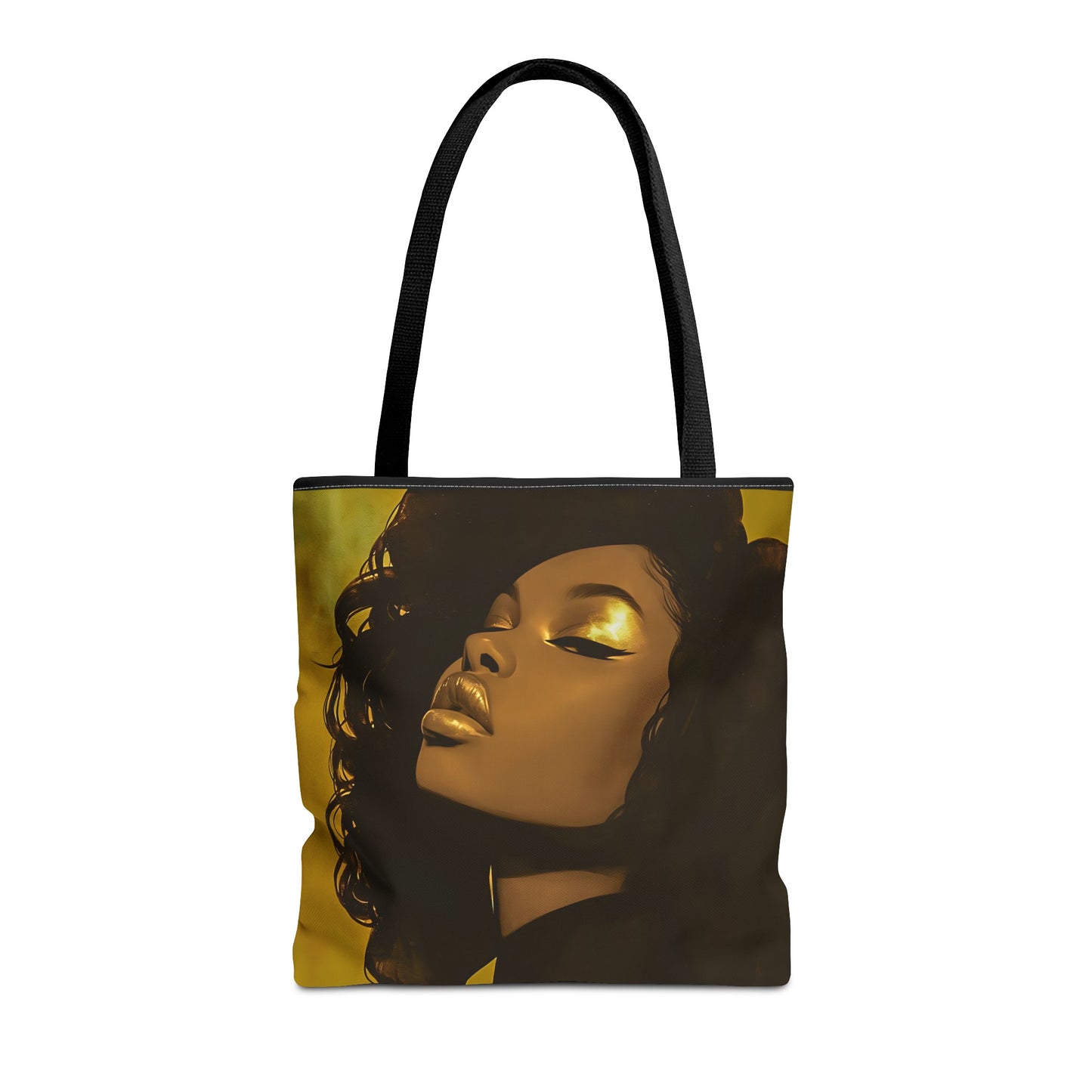 Abstract Black Woman Digital Print Tote Bag - Stylish Black and Gold Design - Unique Gift Idea -Trendy Shopping Bag