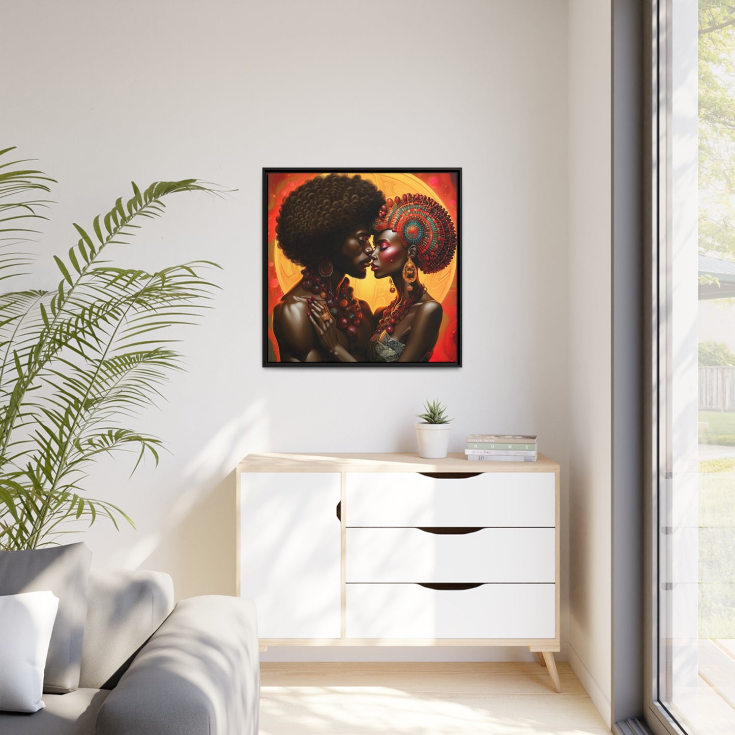 Passie in RYG - Mat canvas, zwart frame - Muurkunst - Woondecoratie - Uniek