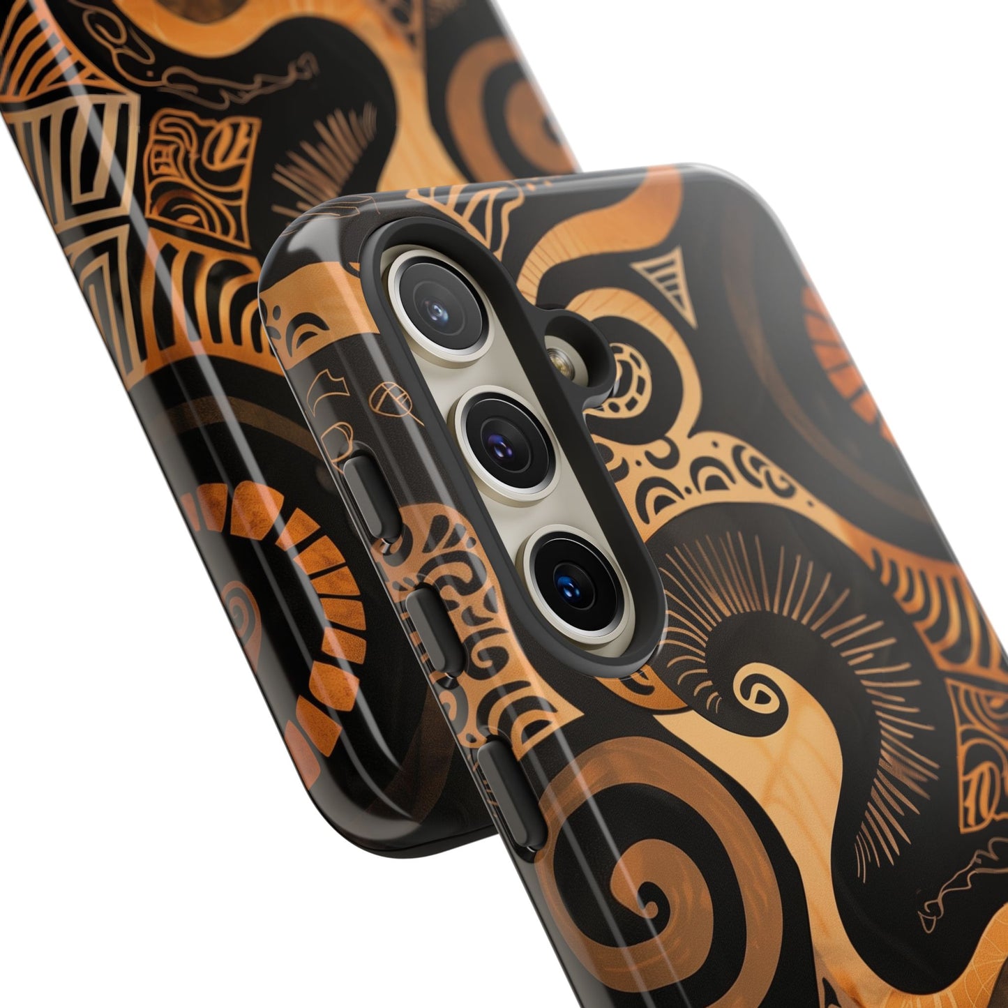 Afrocentric Print in Brown and Gold | iPhone | Samsung | Google | Tough Phone Case