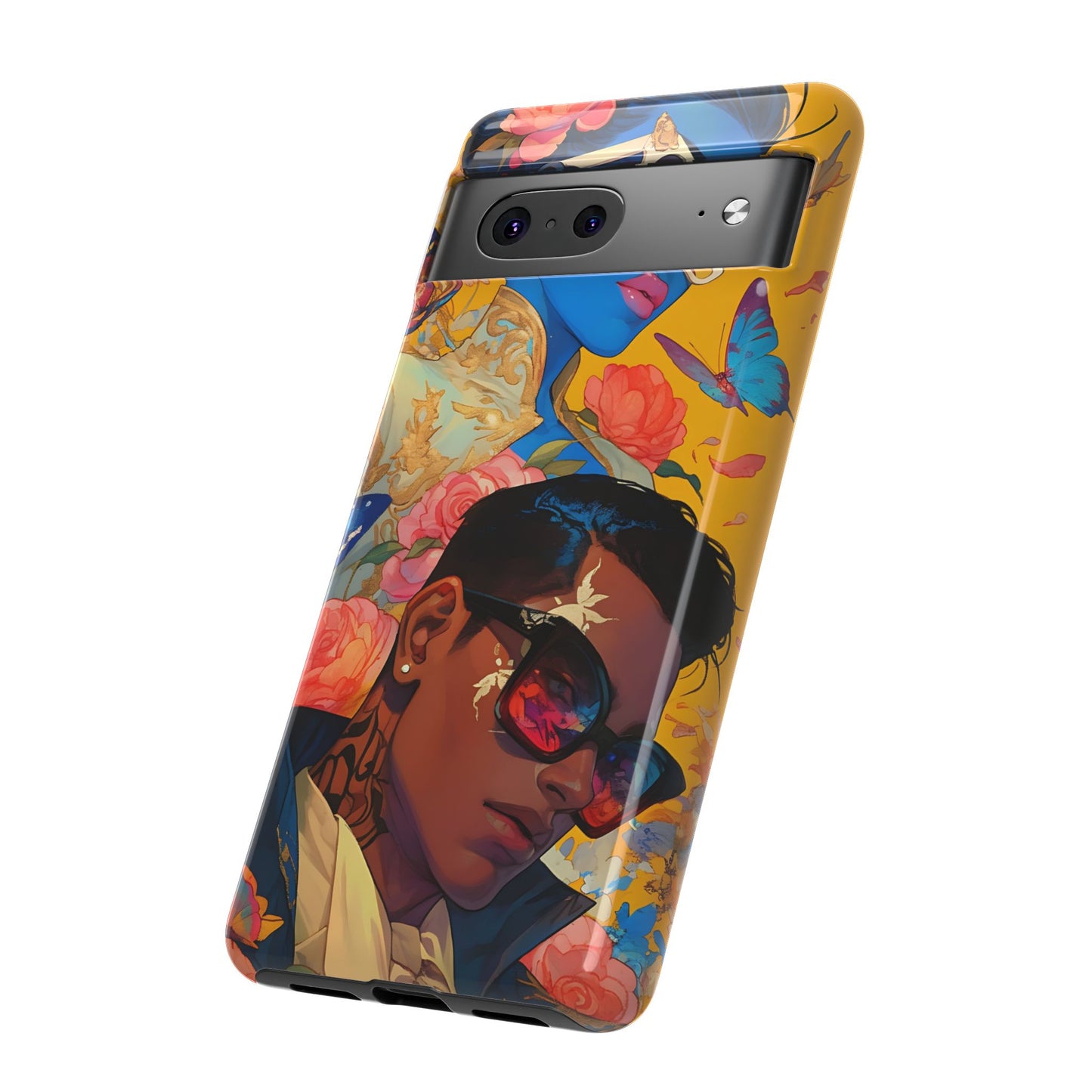 Trendy Butterfly Couple Phone Case - Funky Illustrations with Sunglasses - Vibrant and Stylish Cover | iPhone | Samsung |Tough Cases