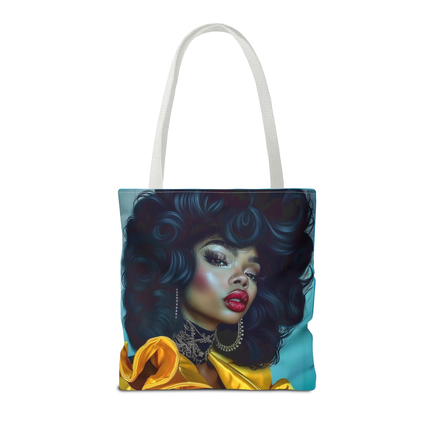 Empowering Beauty  Black Woman Digital Print Tote Bag (AOP) - Statement tote bag with bold lips - Trendy - Unique  Gift Ideas