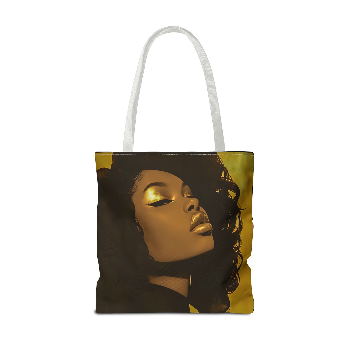 Abstract Black Woman Digital Print Tote Bag - Stylish Black and Gold Design - Unique Gift Idea -Trendy Shopping Bag