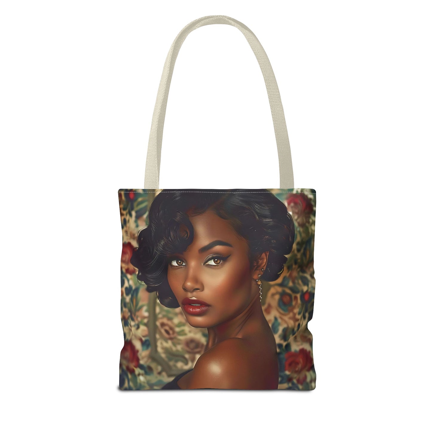 Beautiful Black Retro Style Woman Tote Bag - Vintage Fashion Accessory - Unique Gift  - Gift for Her - Iconic Retro Fashion