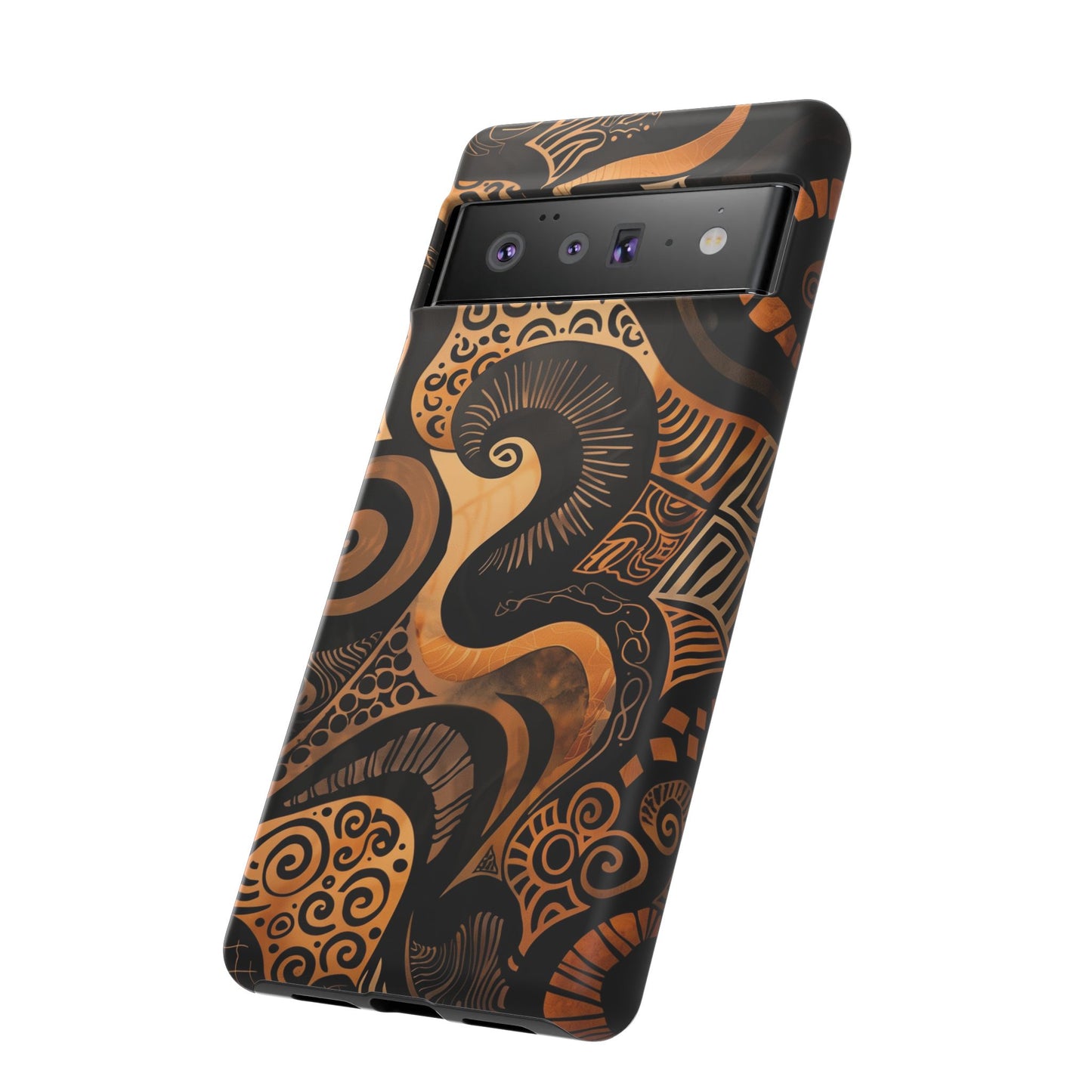 Afrocentric Print in Brown and Gold | iPhone | Samsung | Google | Tough Phone Case