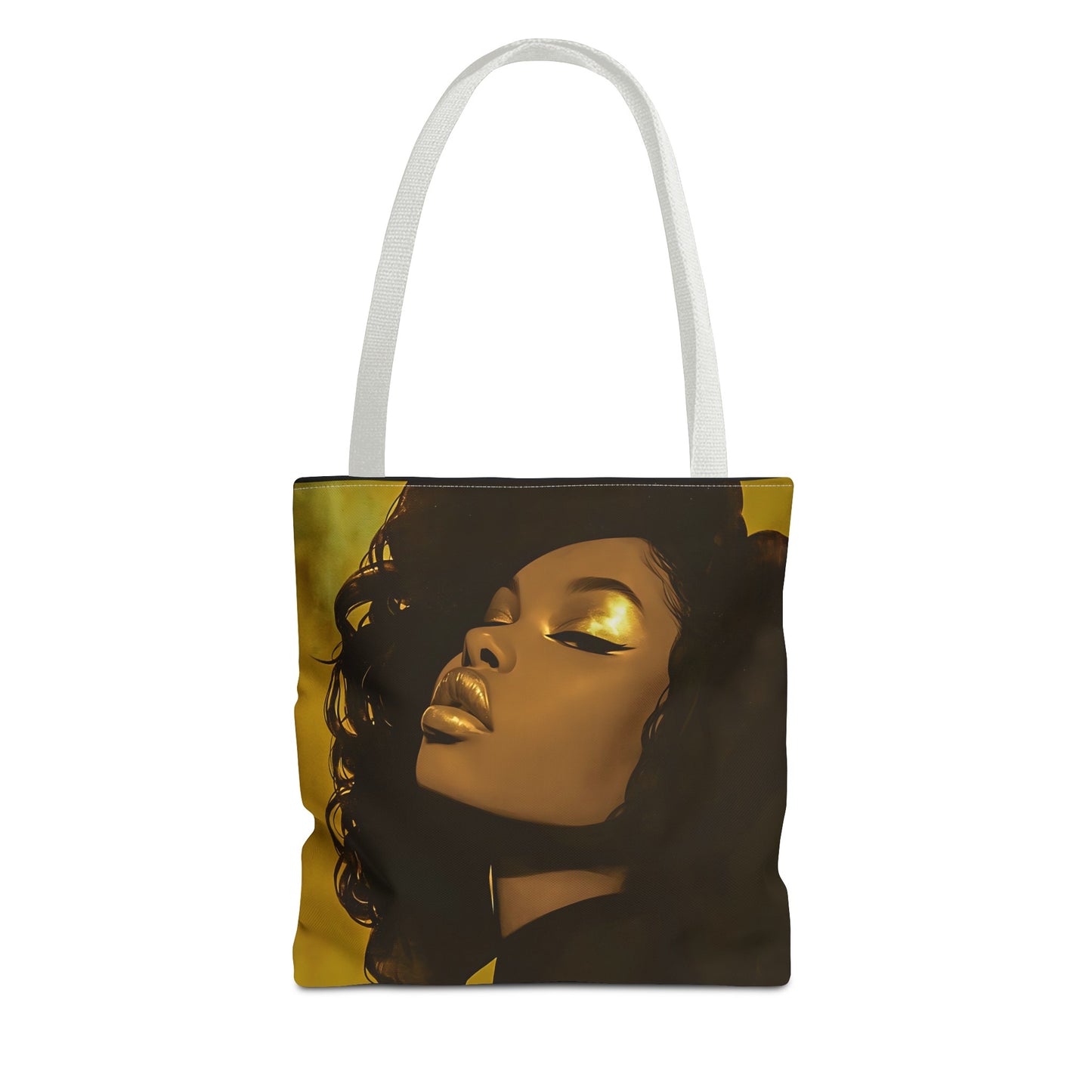 Abstract Black Woman Digital Print Tote Bag - Stylish Black and Gold Design - Unique Gift Idea -Trendy Shopping Bag