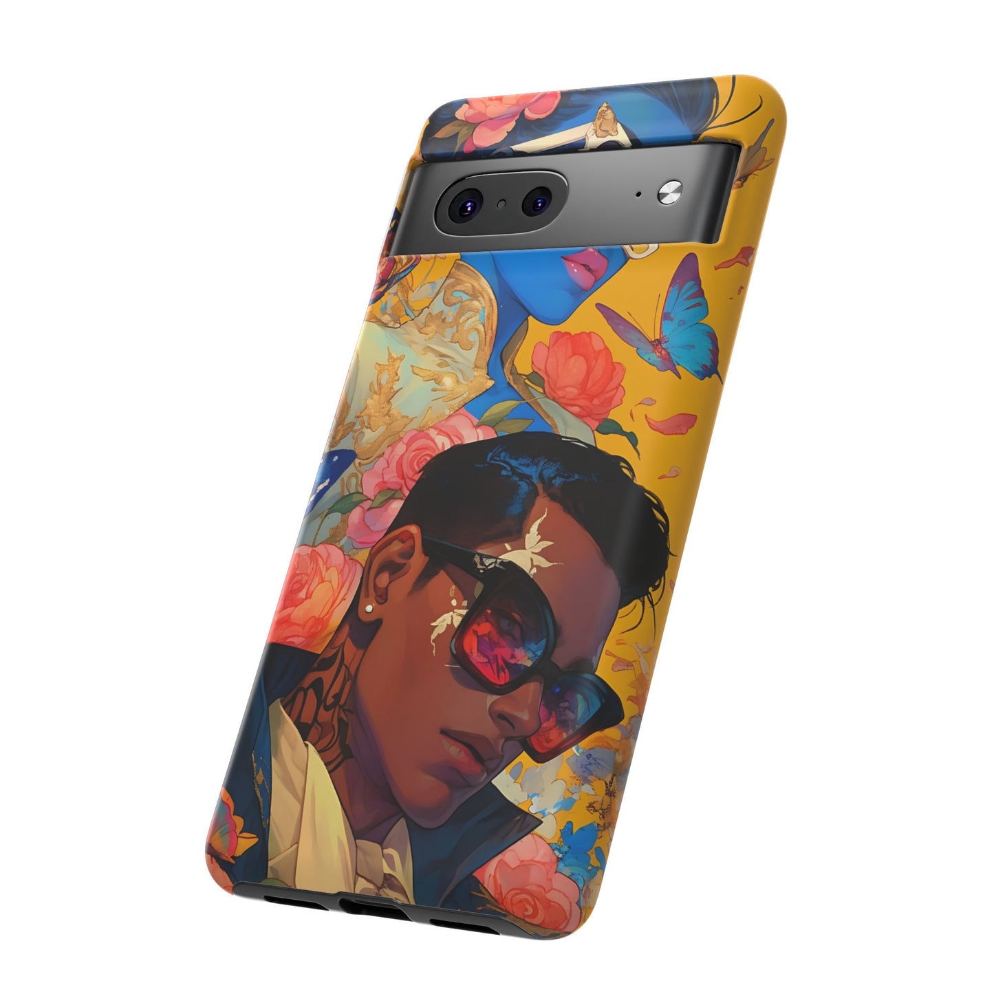 Trendy Butterfly Couple Phone Case - Funky Illustrations with Sunglasses - Vibrant and Stylish Cover | iPhone | Samsung |Tough Cases