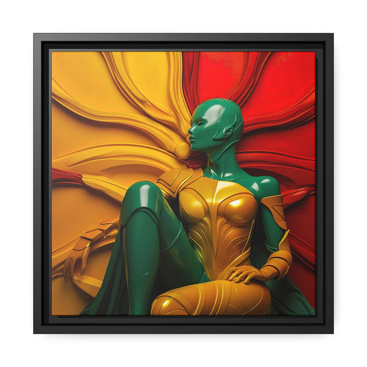 Merged in Plastic - Red, Yellow, and Green Wall Art Matte Canvas, Black Frame