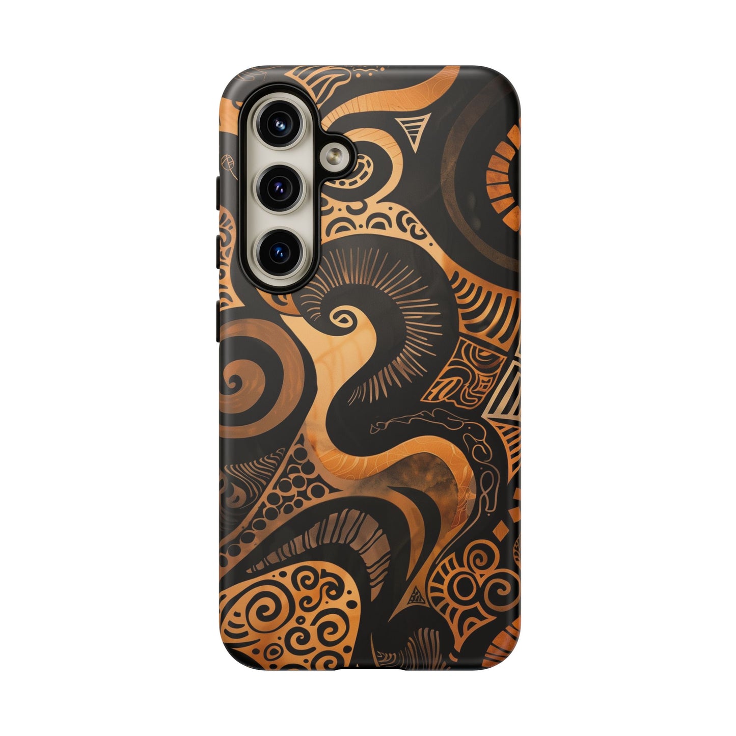 Afrocentric Print in Brown and Gold | iPhone | Samsung | Google | Tough Phone Case