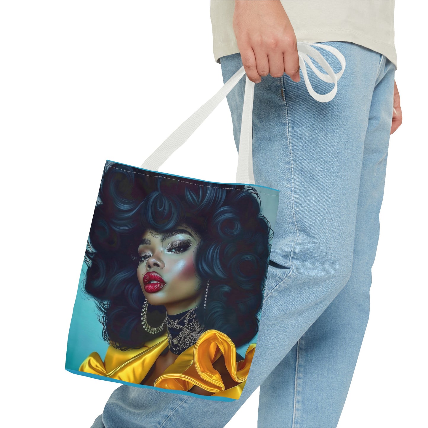 Empowering Beauty  Black Woman Digital Print Tote Bag (AOP) - Statement tote bag with bold lips - Trendy - Unique  Gift Ideas