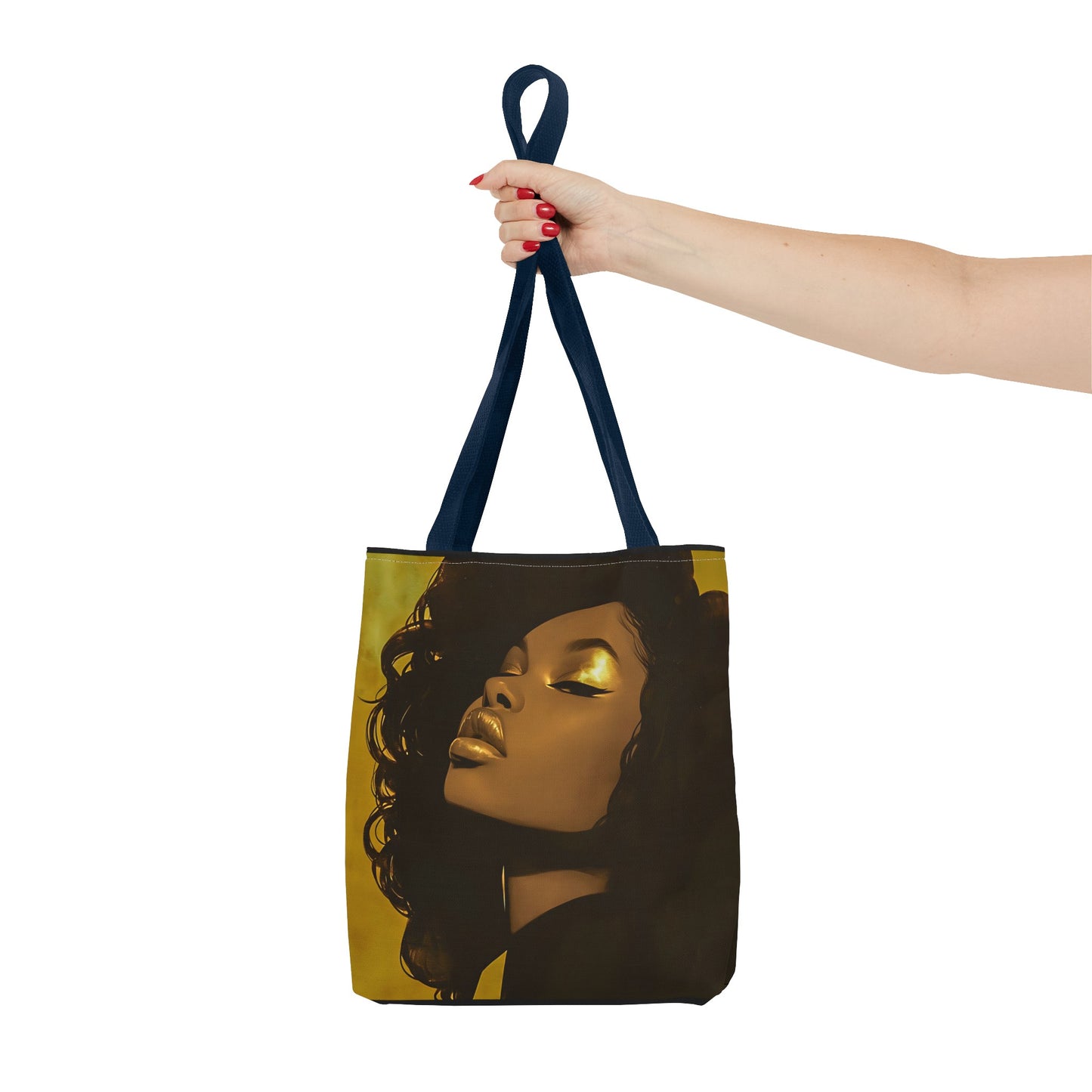 Abstract Black Woman Digital Print Tote Bag - Stylish Black and Gold Design - Unique Gift Idea -Trendy Shopping Bag